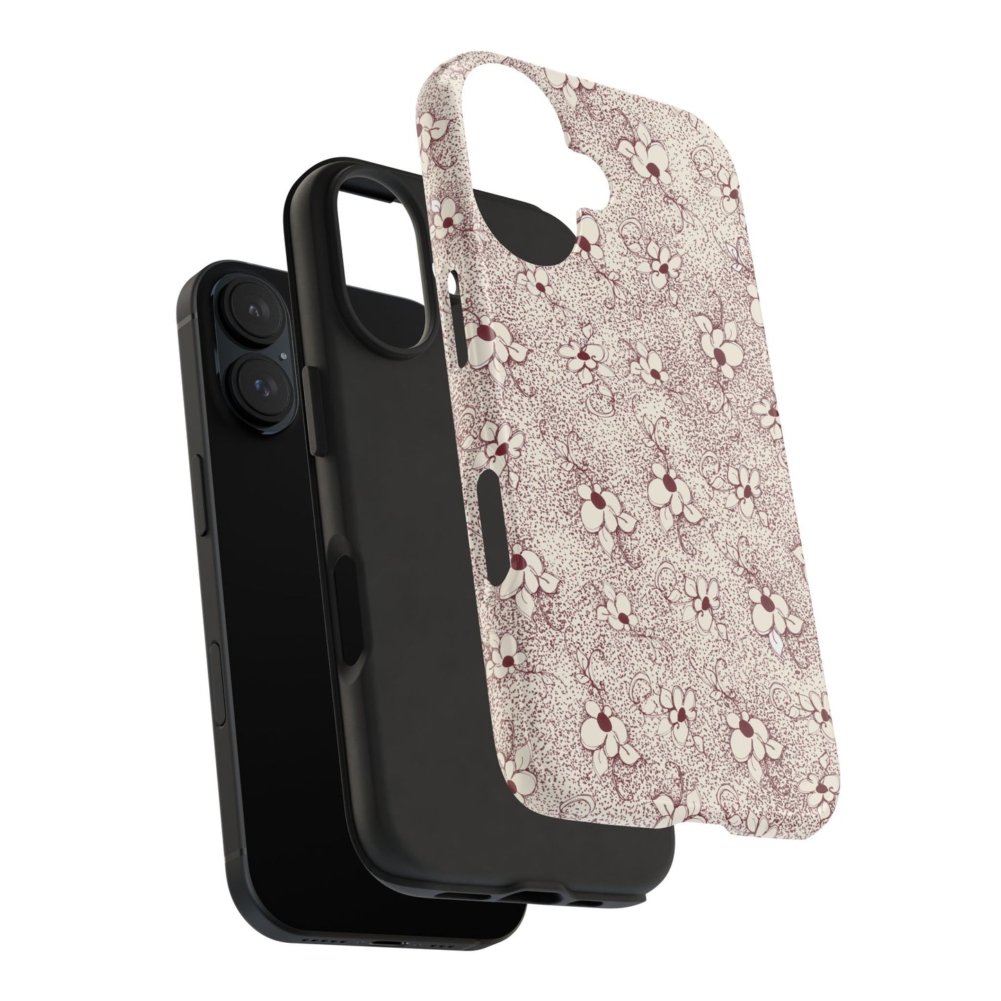 Daisy Flecks Ivory / Red Phone Case