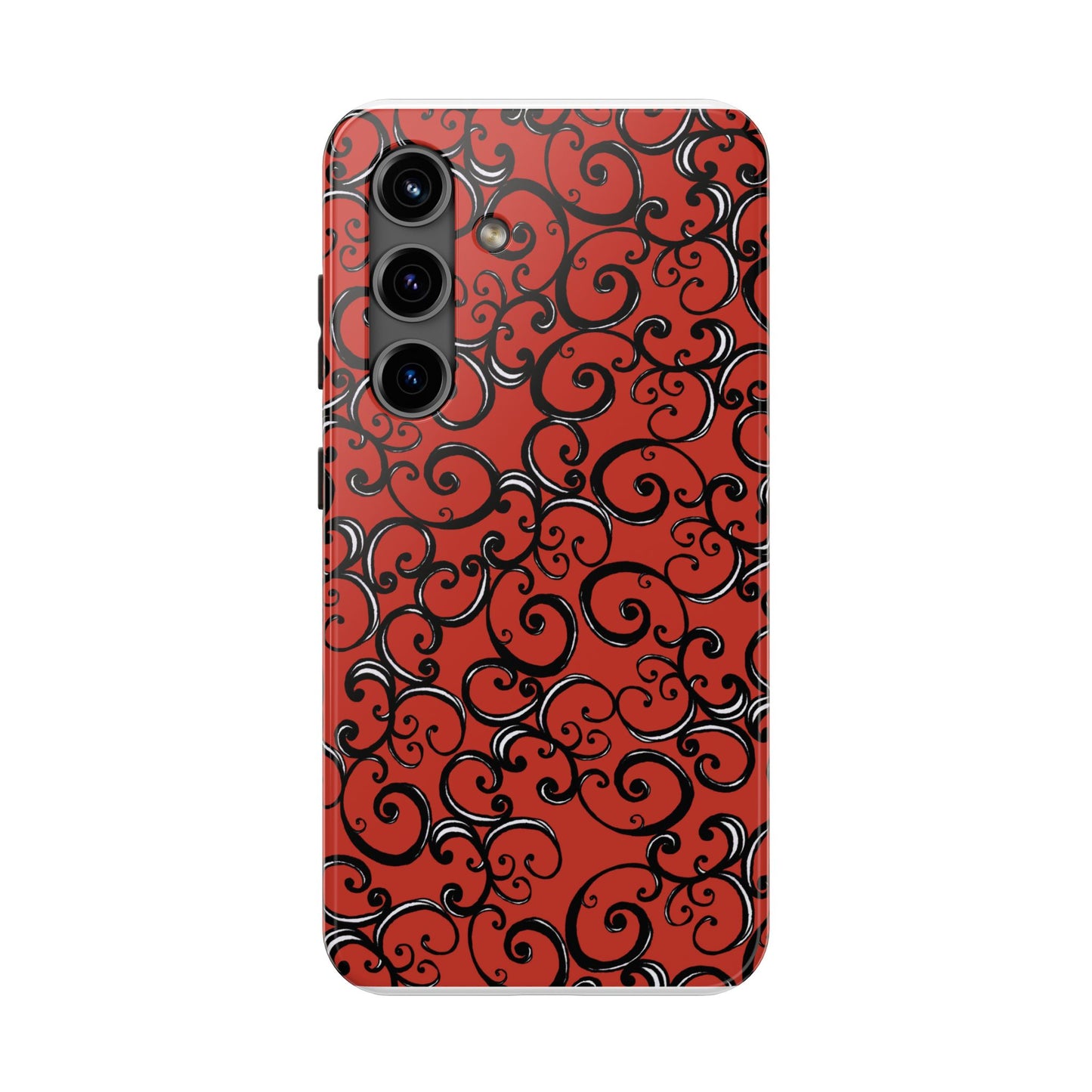 Curls Red / Black Phone Case