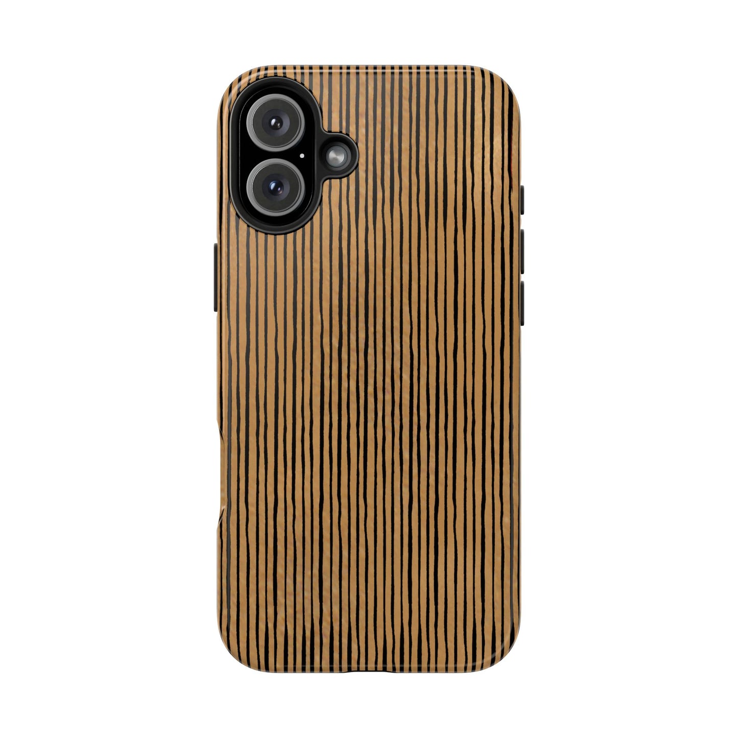 Quirky Pin Stripe Tan / Black Phone Case