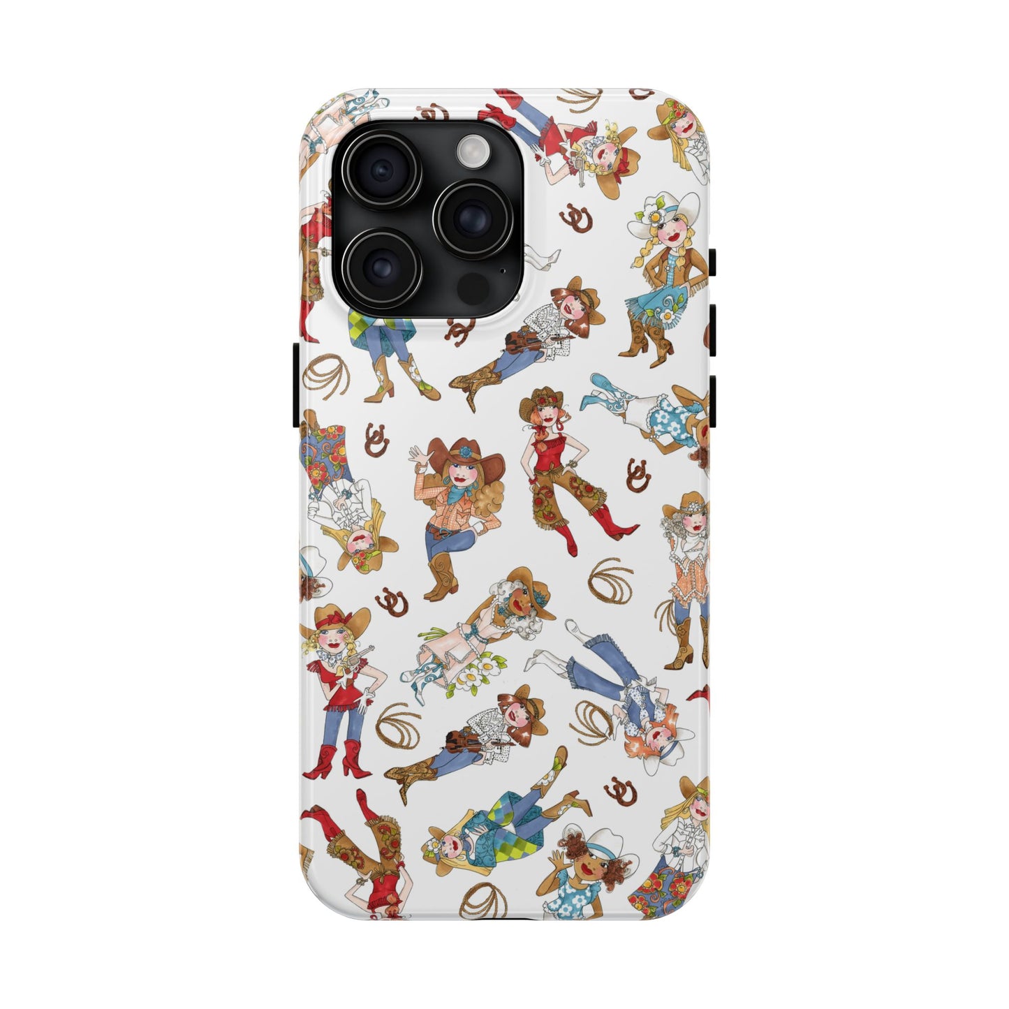 Tossed Cowgirls White Phone Case