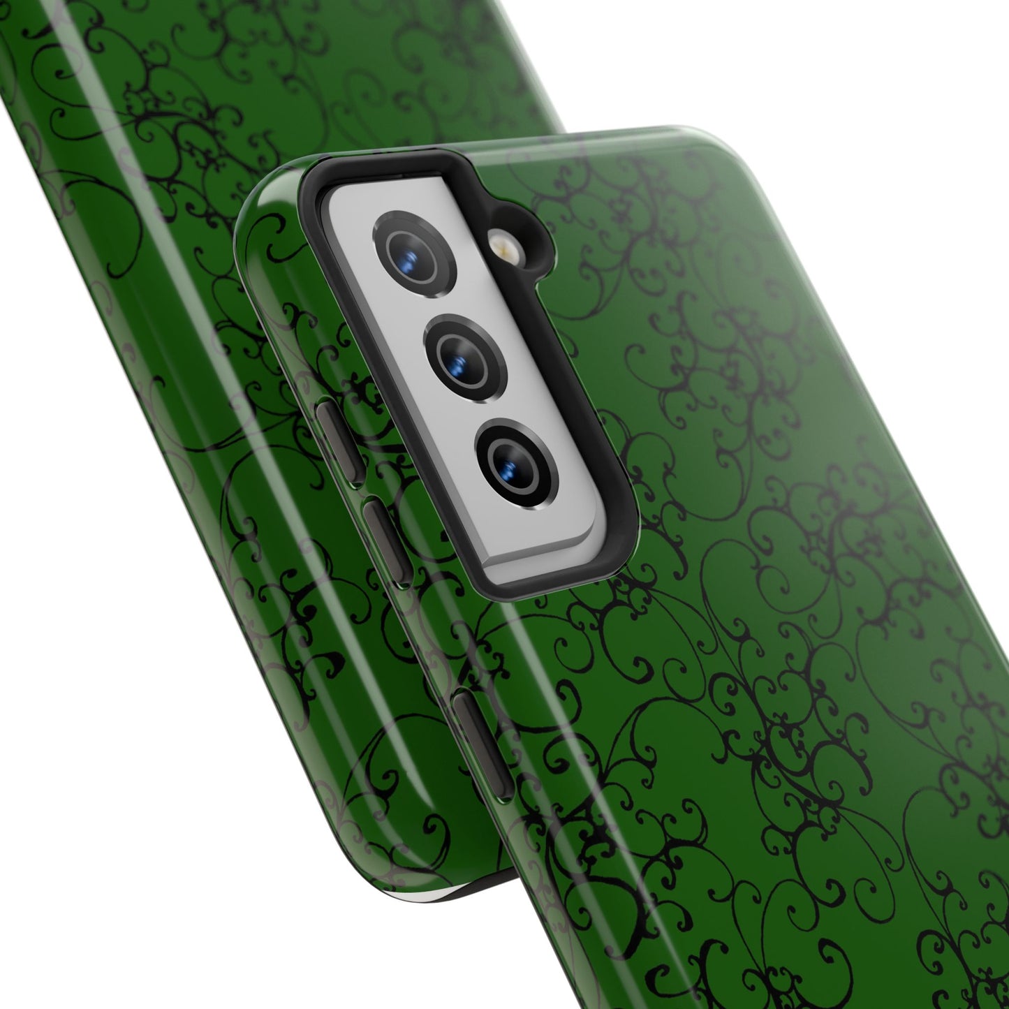Elegant Scroll Dark Green / Black Phone Case