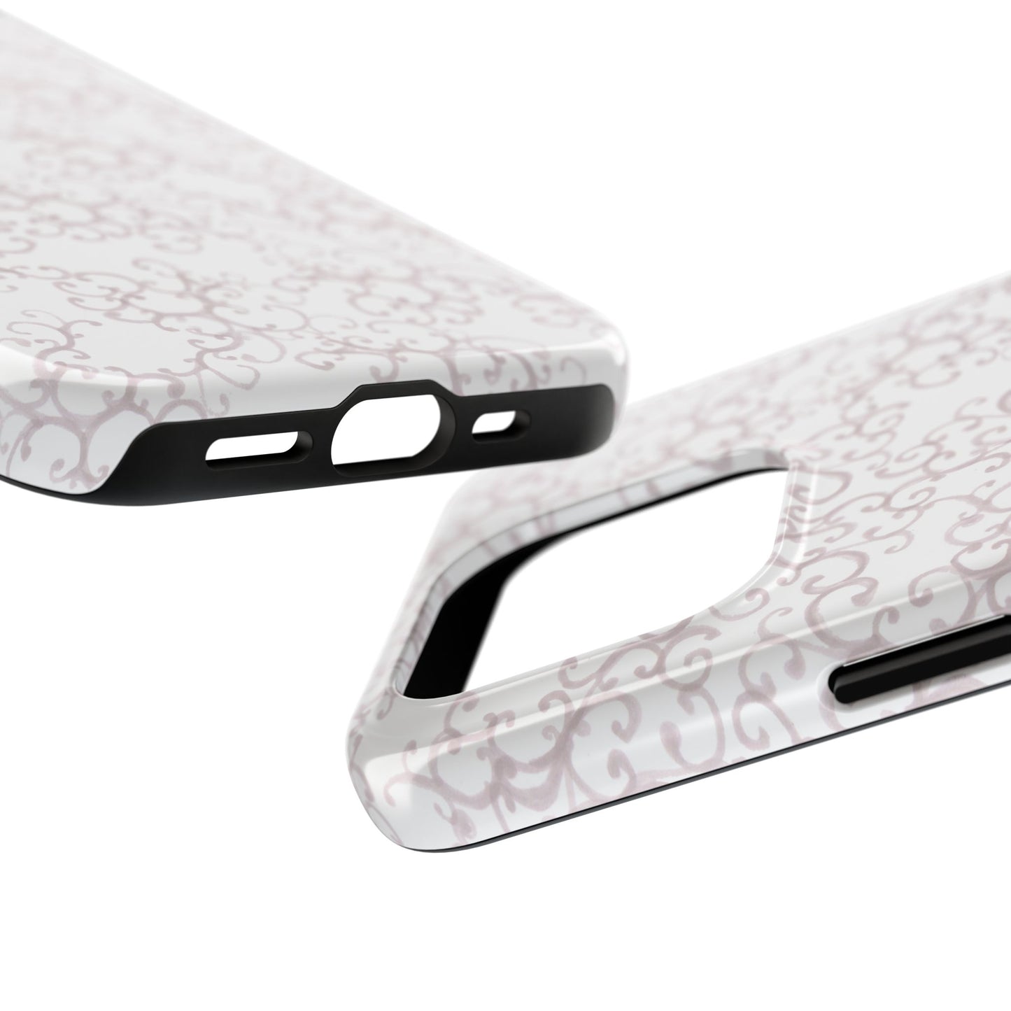 Scrollie White / Silver Phone Case