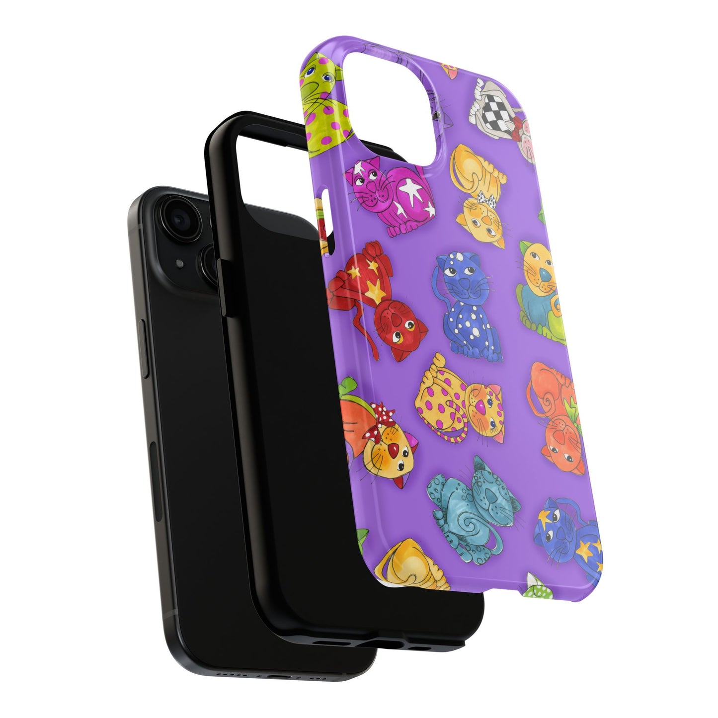 Tossed Happy Cats Purple Phone Case