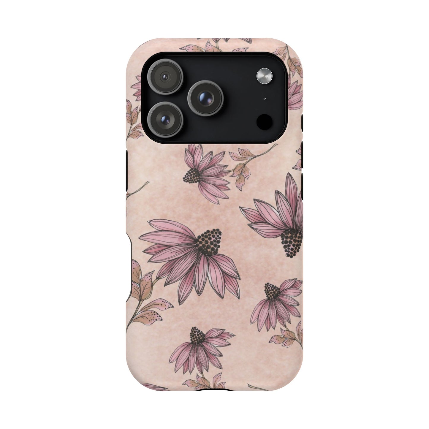 Wild Cone Flowers Pink Marble Phone Case