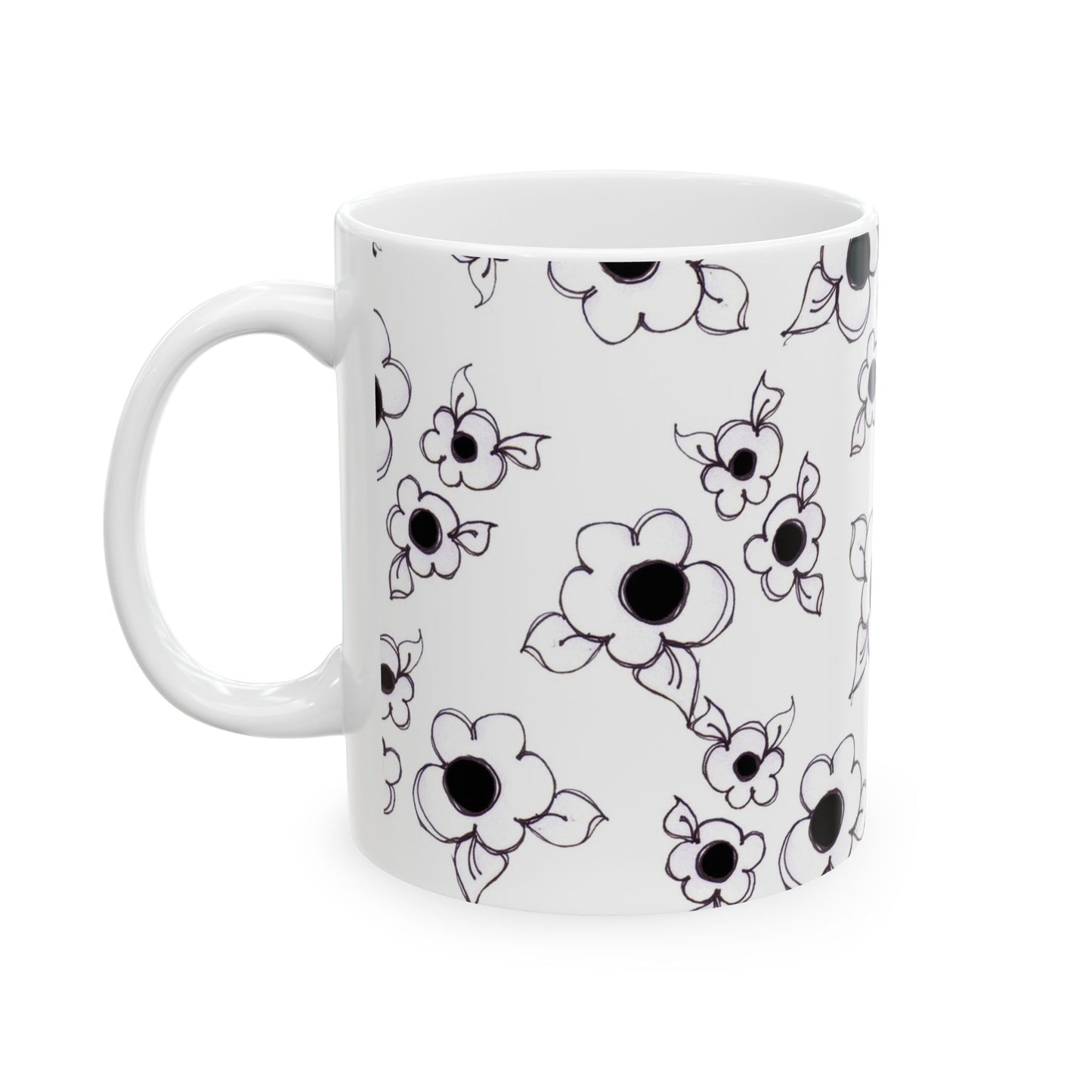 Daisy Cluster White / Black Cup