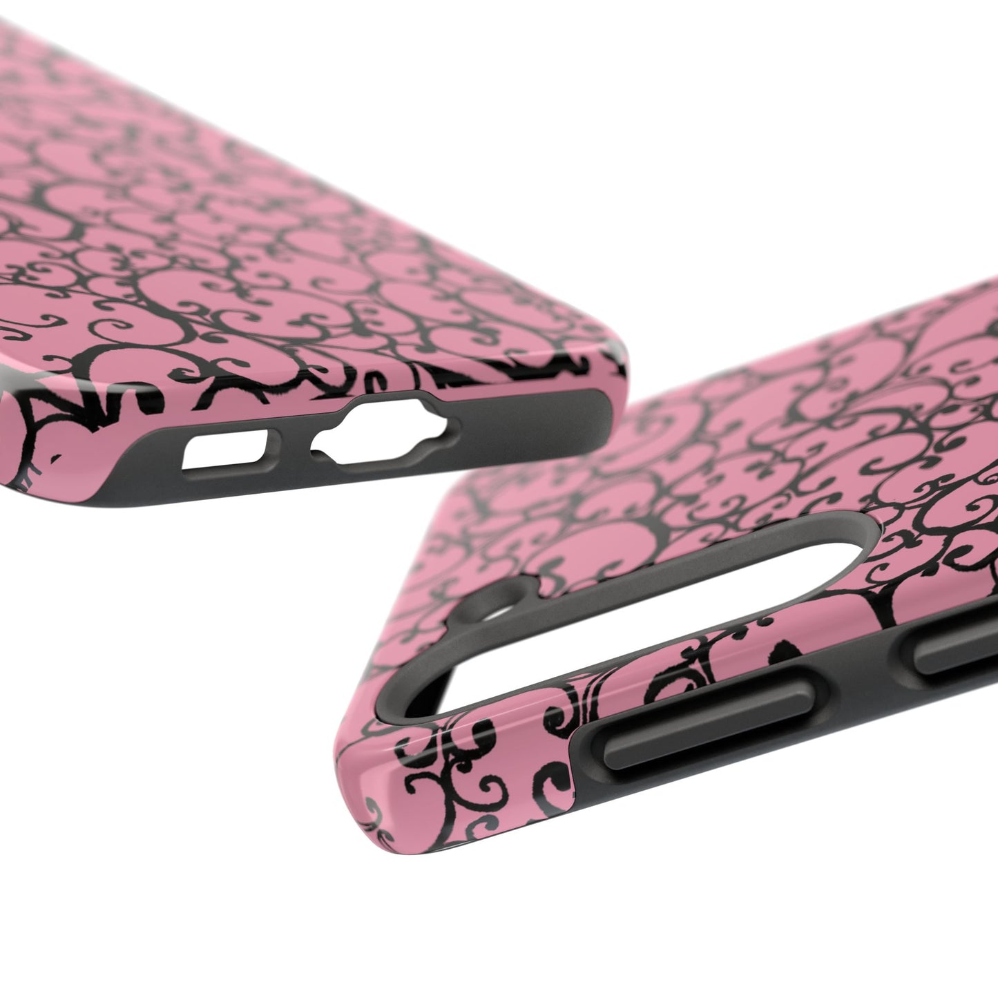 Scrollie Pink / Black Phone Case
