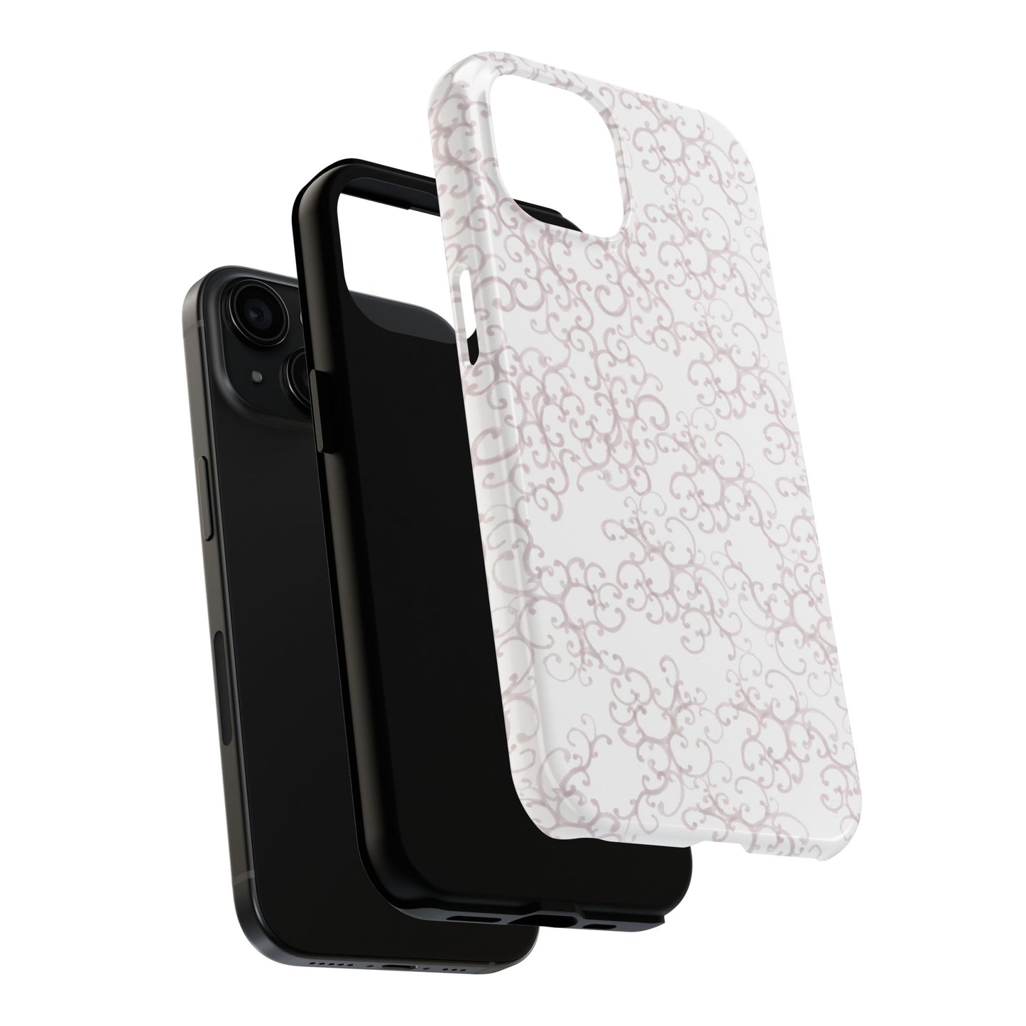 Scrollie White / Silver Phone Case