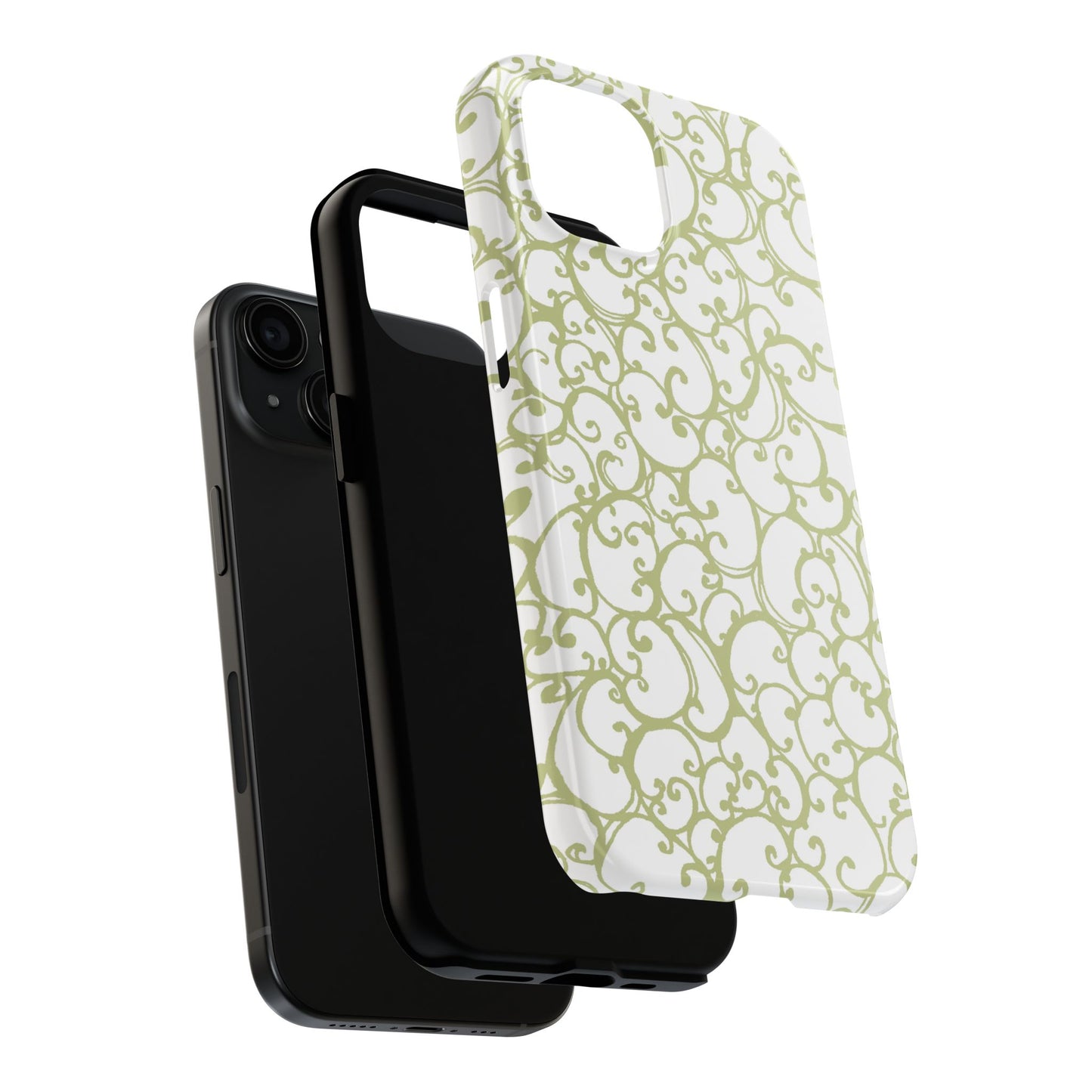 Scrollie White / Green Phone Case