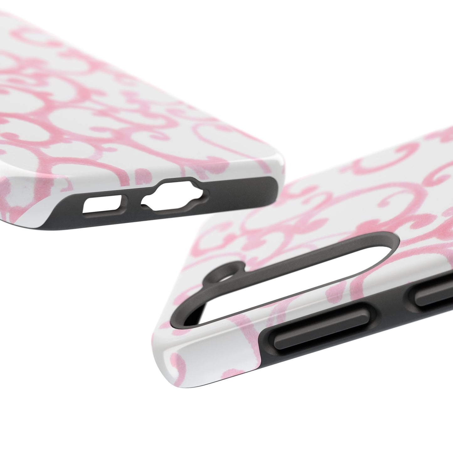Scrollie White / Pink Phone Case