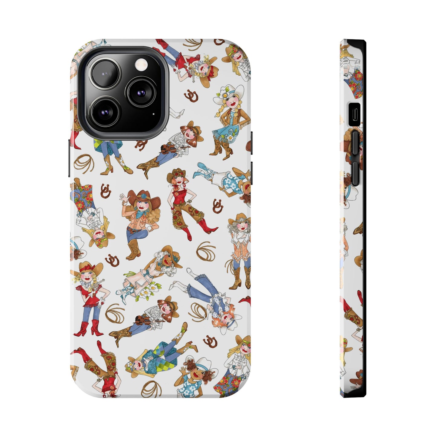 Tossed Cowgirls White Phone Case
