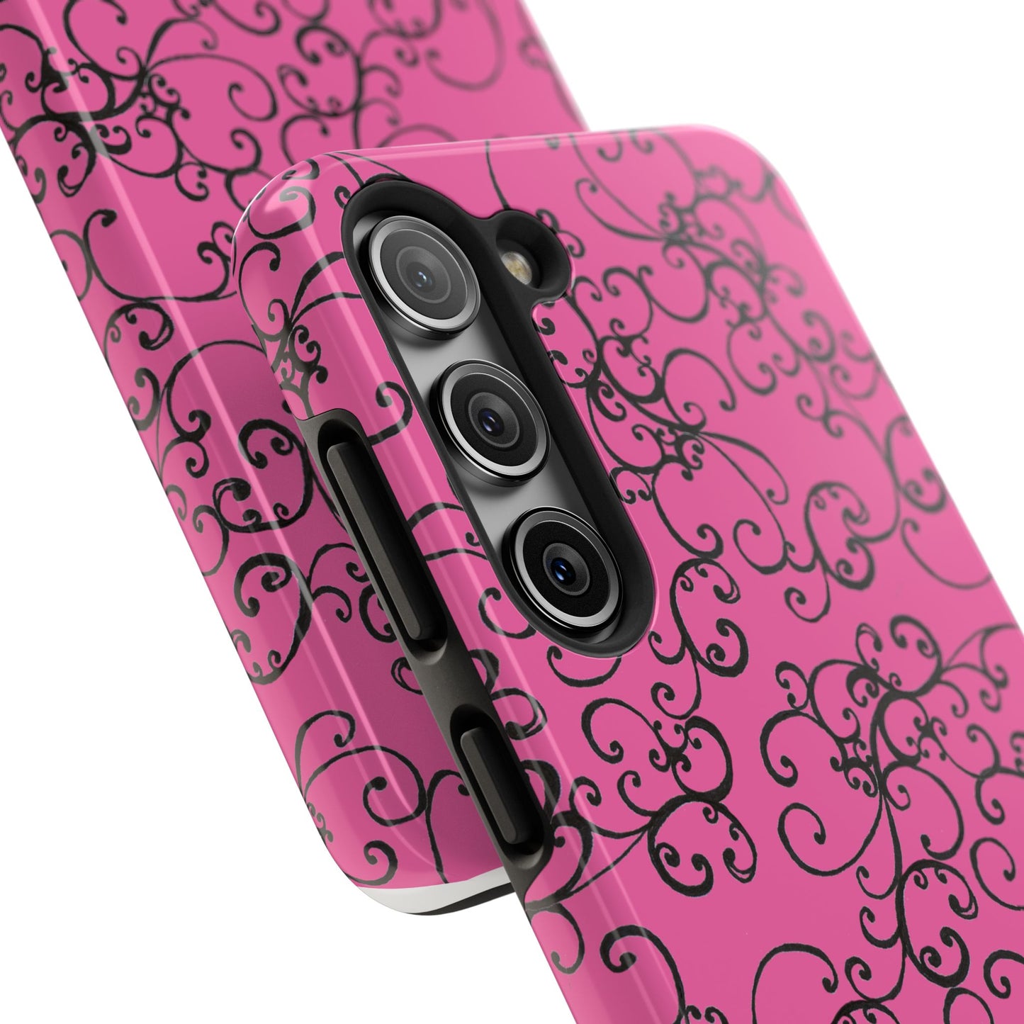 Elegant Scroll Pink / Black Phone Case