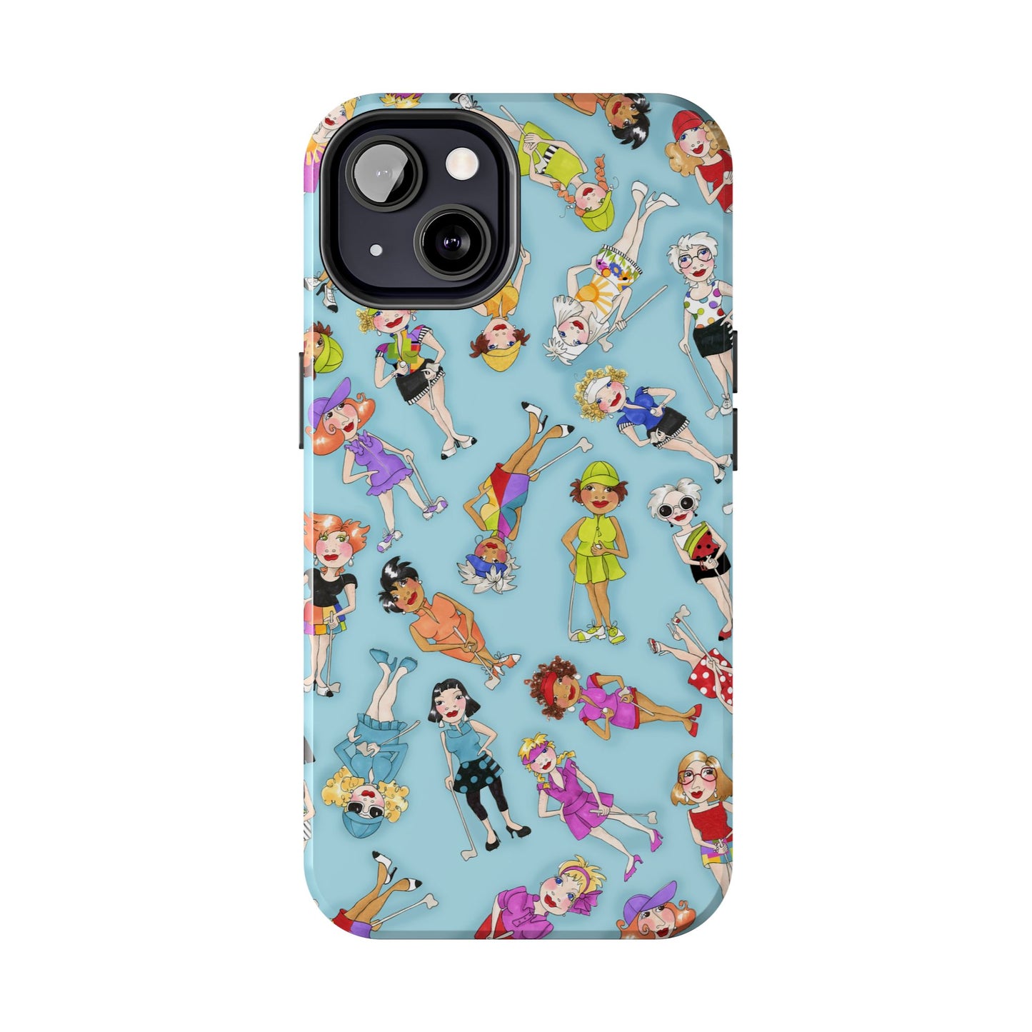 Tossed Golfer Girls Turquoise Phone Case