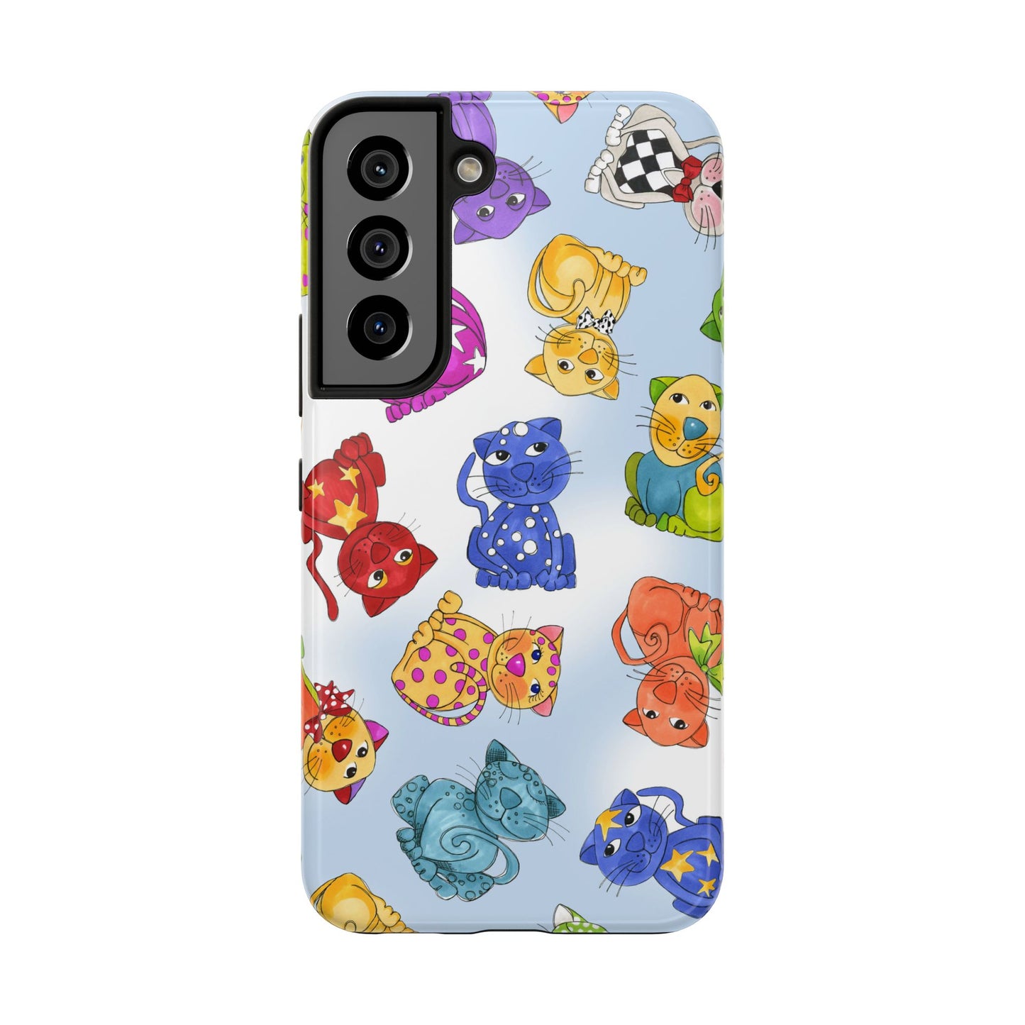 Tossed Happy Cats Blue Sky Phone Case