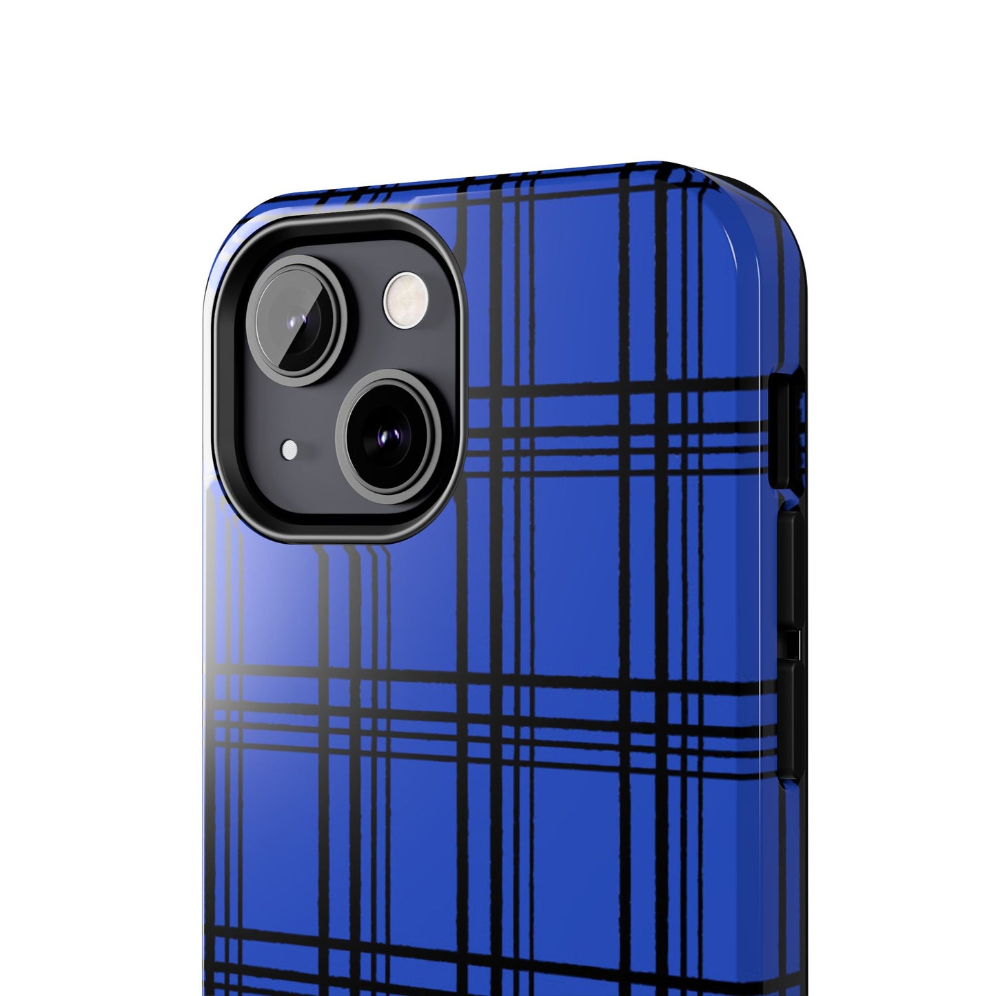 Glad Plaid Blue / Black Phone Case