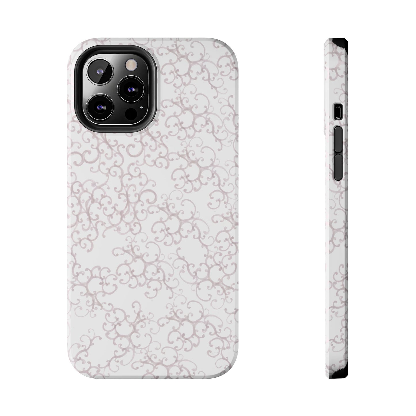 Scrollie White / Silver Phone Case