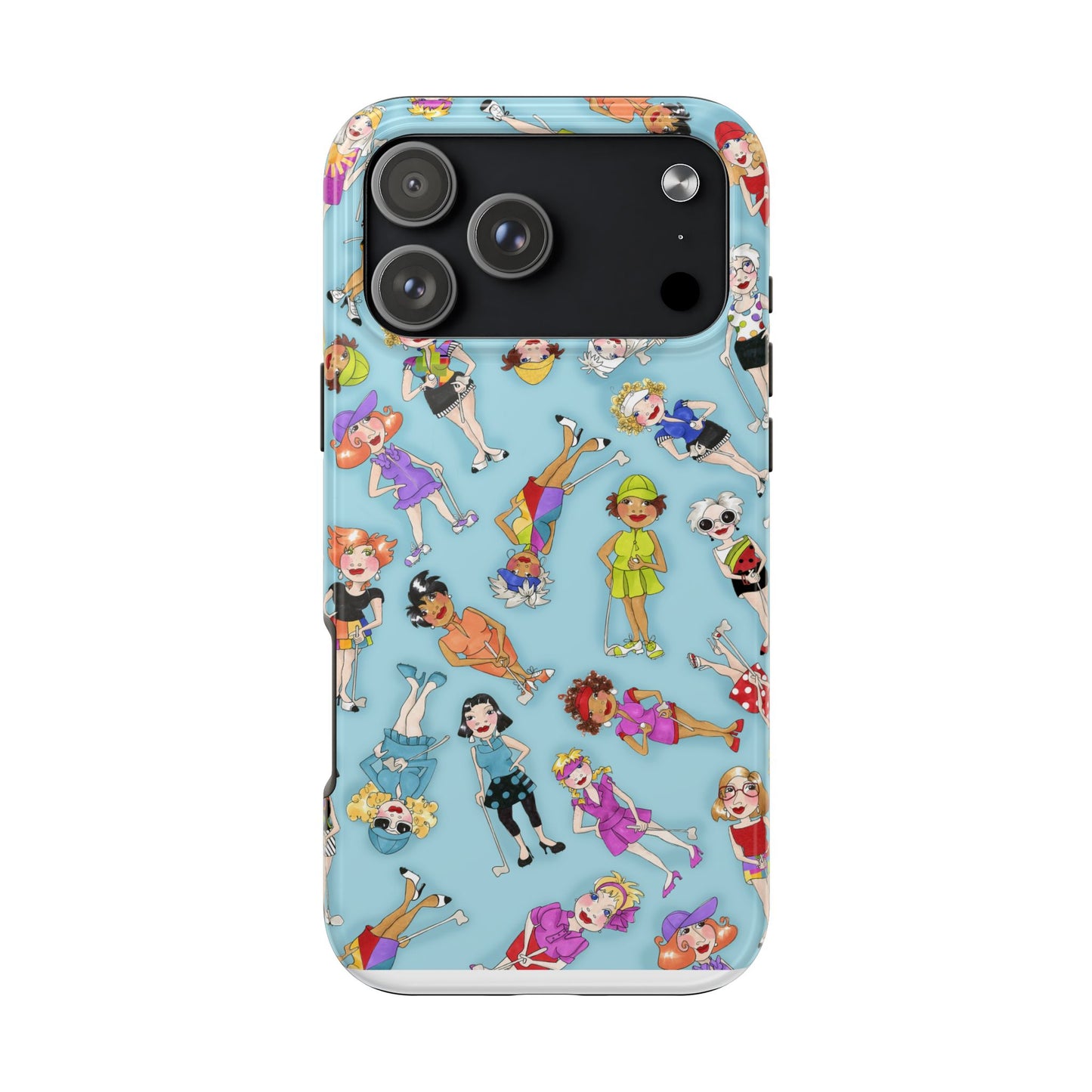 Tossed Golfer Girls Turquoise Phone Case