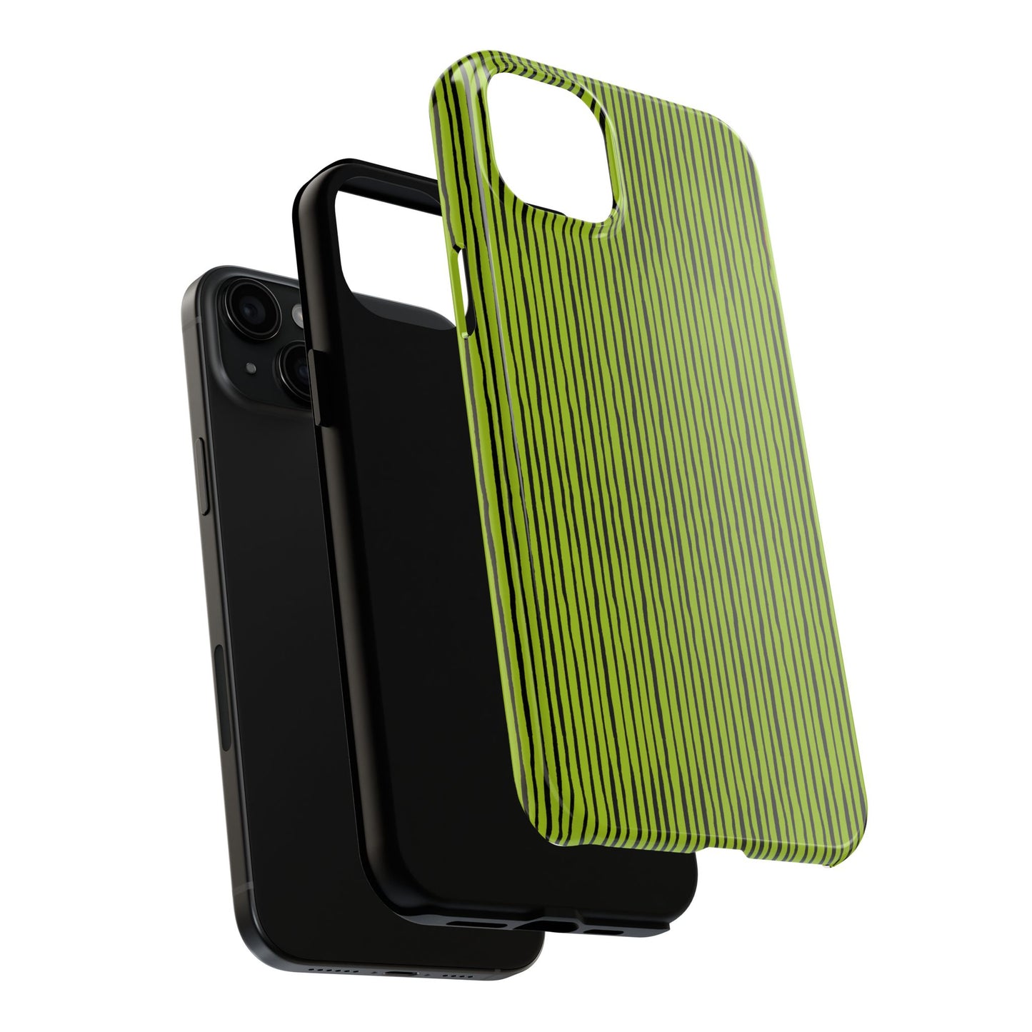 Quirky Pin Stripe Green / Black Phone Case