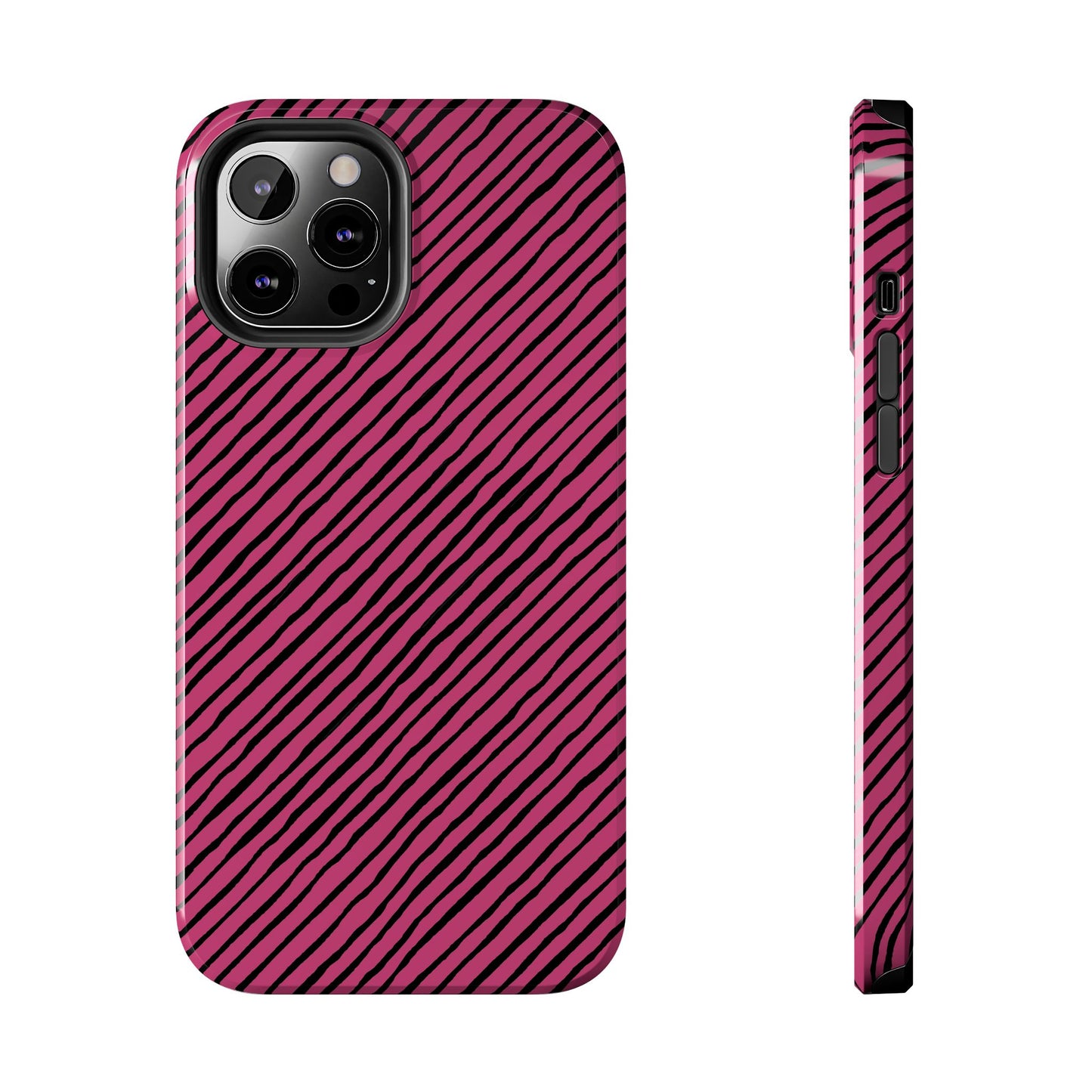 Quirky Bias Stripe Magenta / Black Phone Case