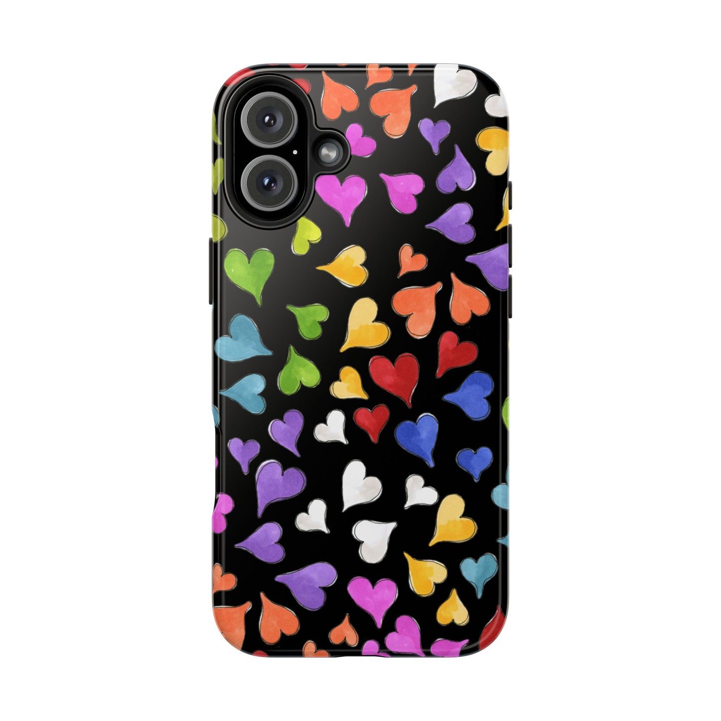 Happy Hearts Black Phone Case