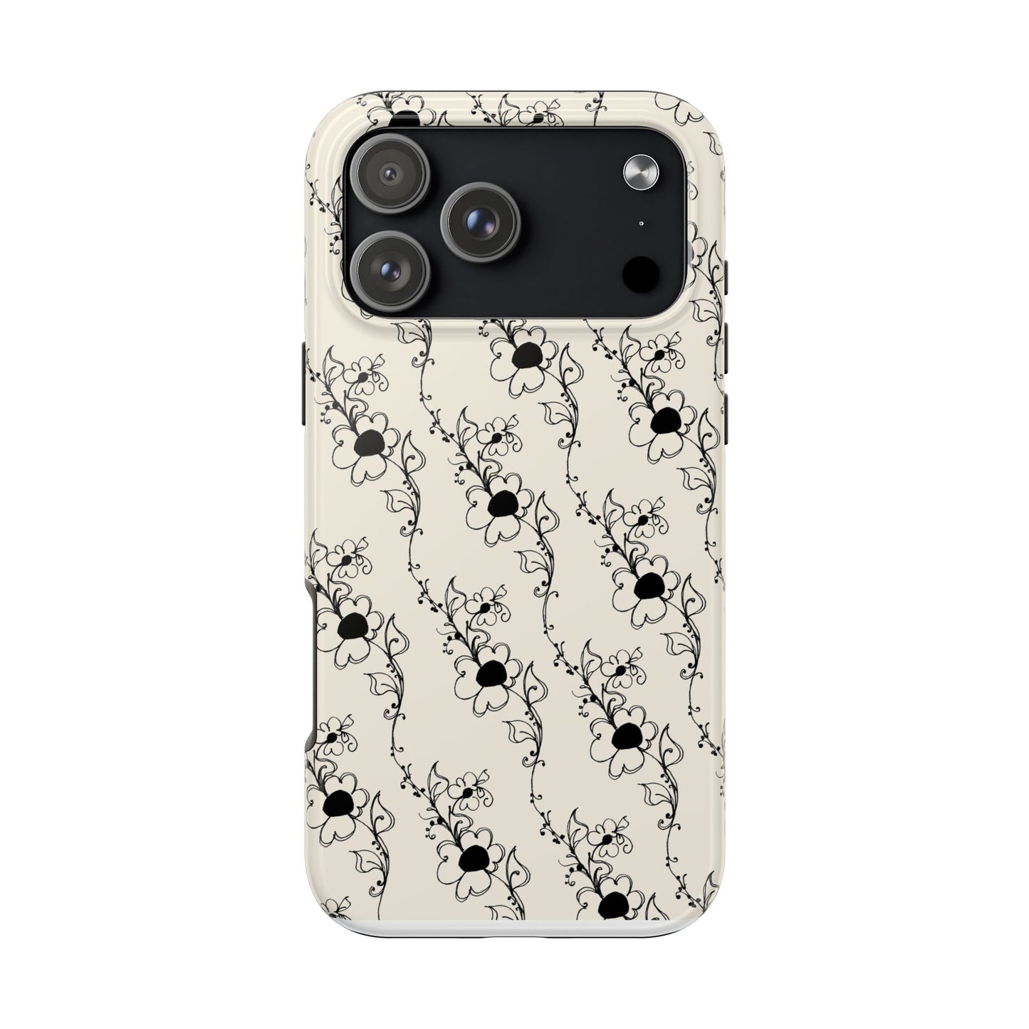 Diagonal Daisies Ivory / Black Phone Case