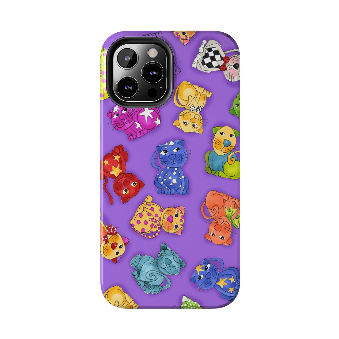 Tossed Happy Cats Purple Phone Case