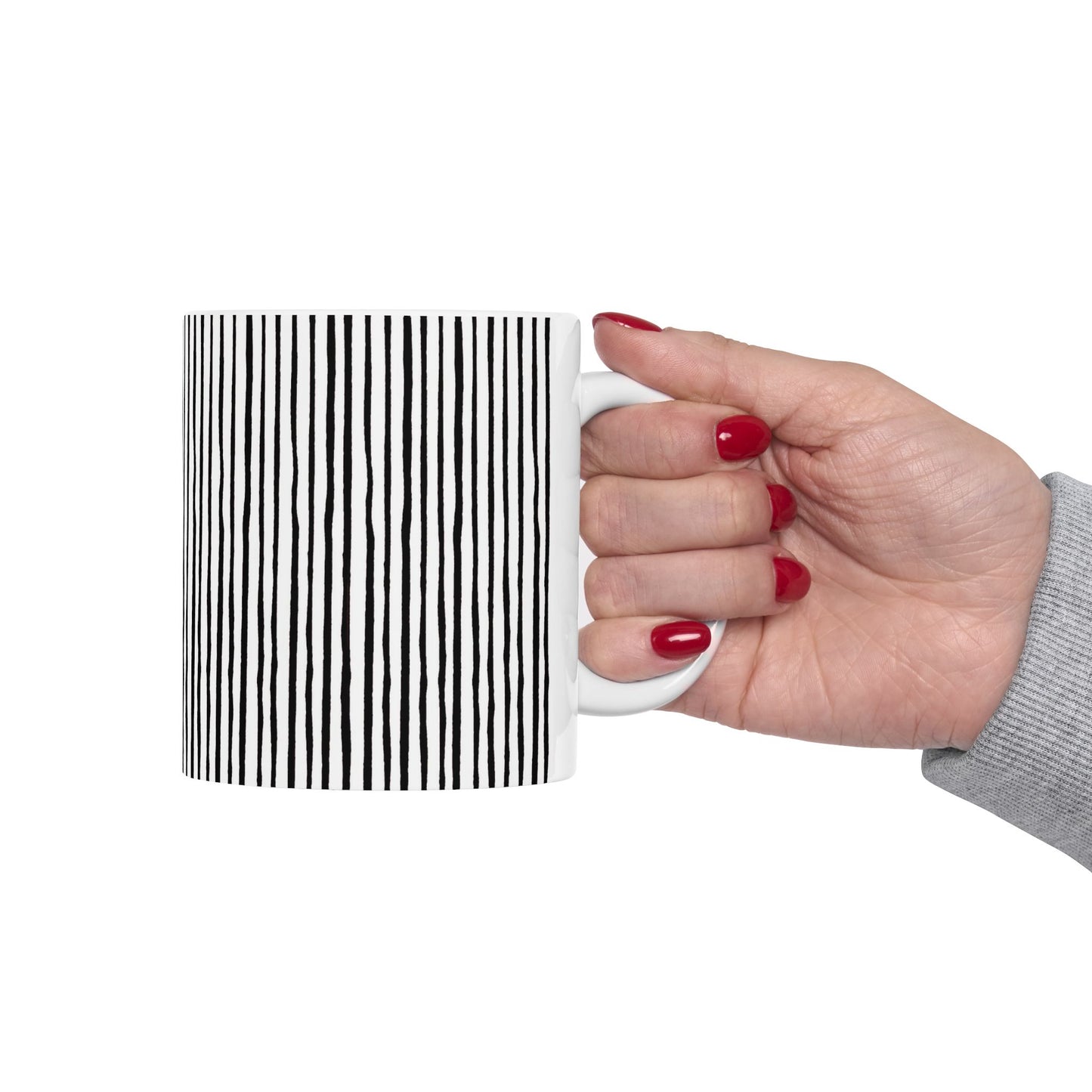Quirky Pin Stripe White / Black Cup