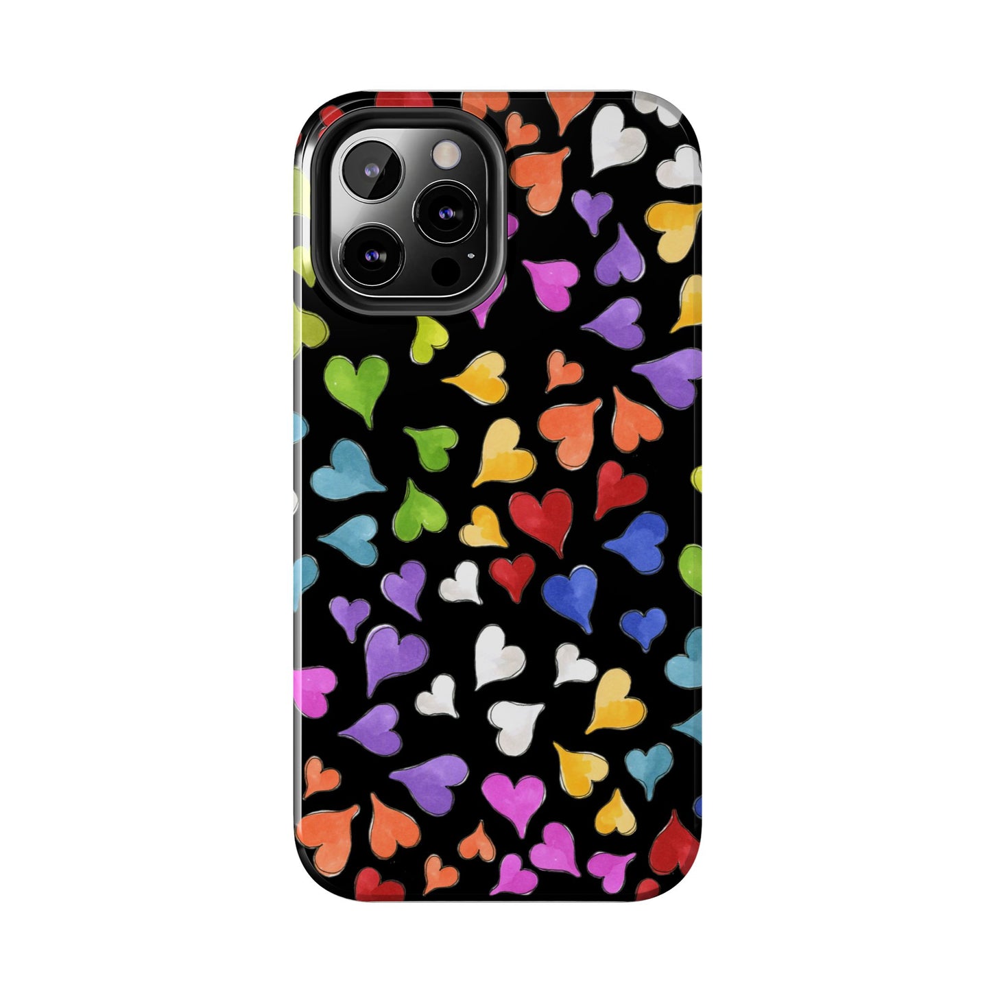 Happy Hearts Black Phone Case