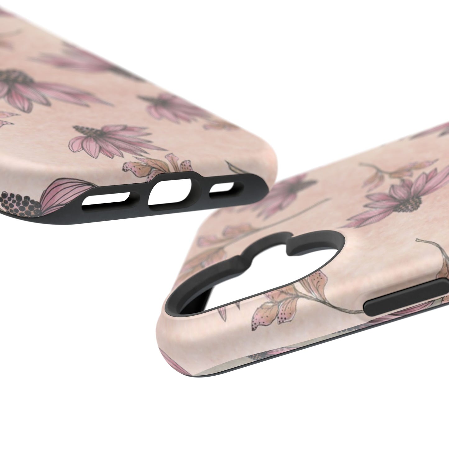 Wild Cone Flowers Pink Marble Phone Case