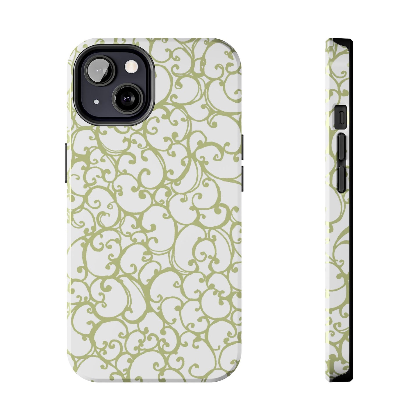 Scrollie White / Green Phone Case