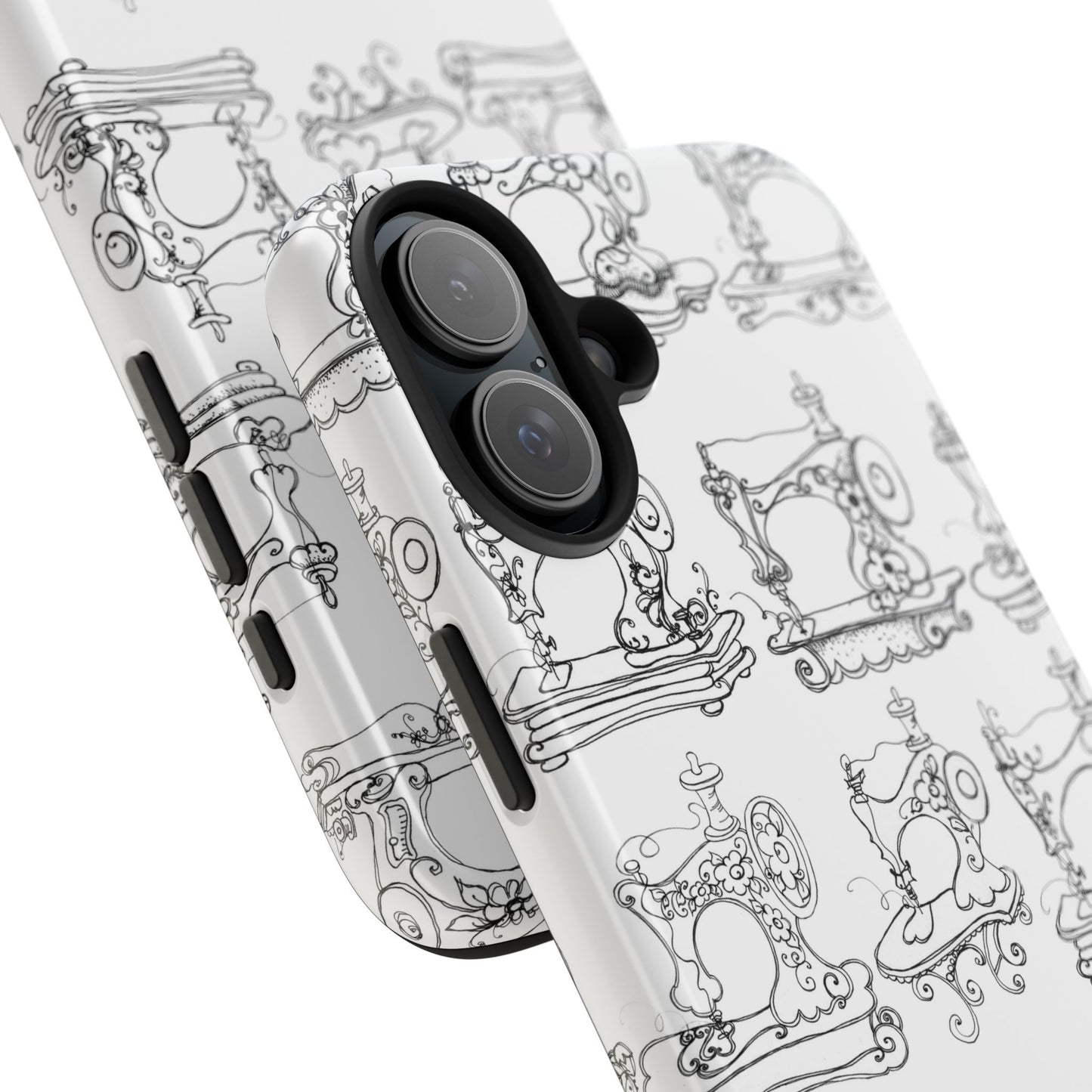 Sew Sew White / Black Phone Case