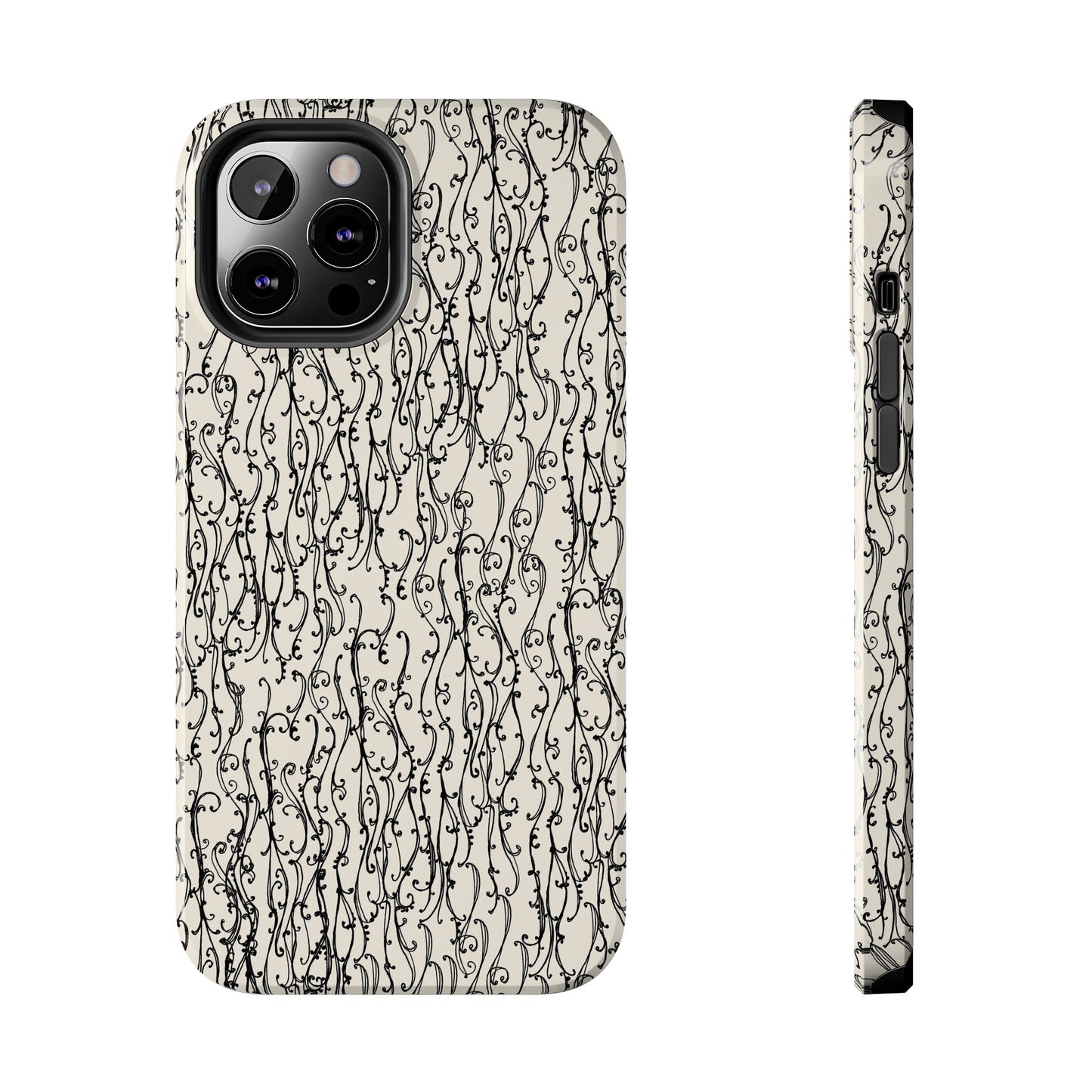 Swan Scroll Ivory / Black Phone Case