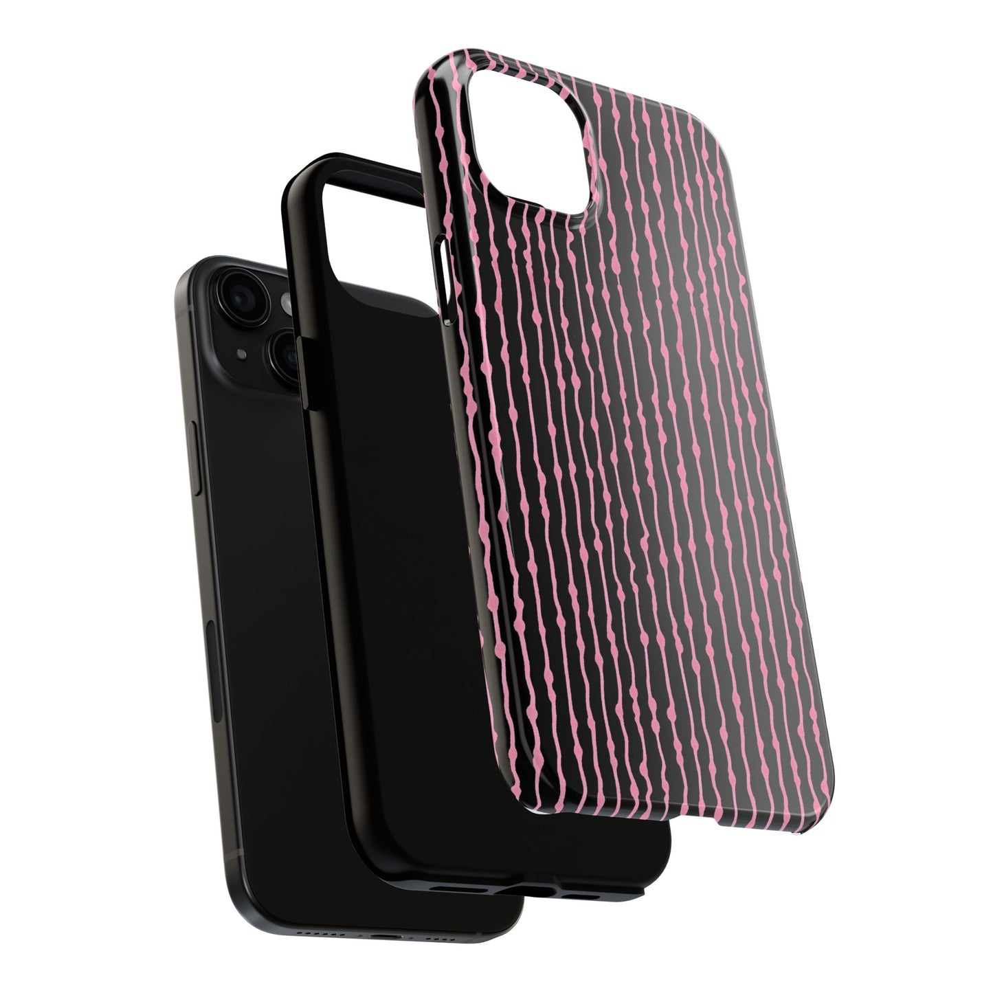 Faux Seersucker Black / Pink Phone Case