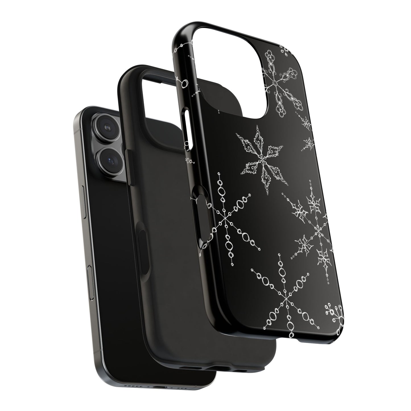 Snowflakes Black Phone Case