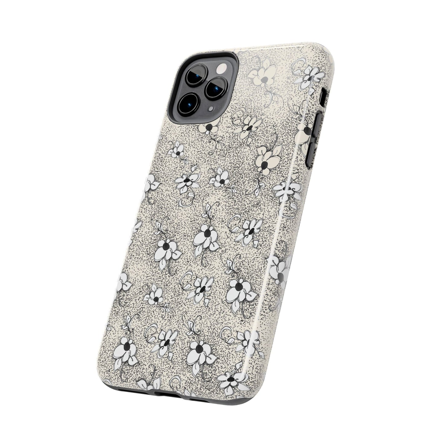 Daisy Flecks Ivory / Black Phone Case