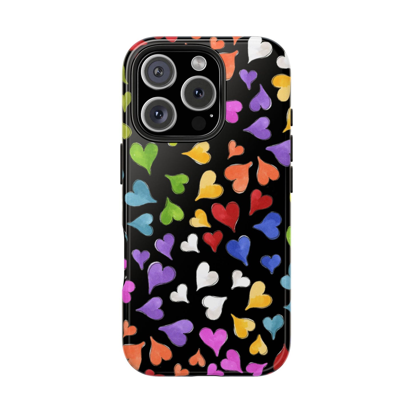 Happy Hearts Black Phone Case