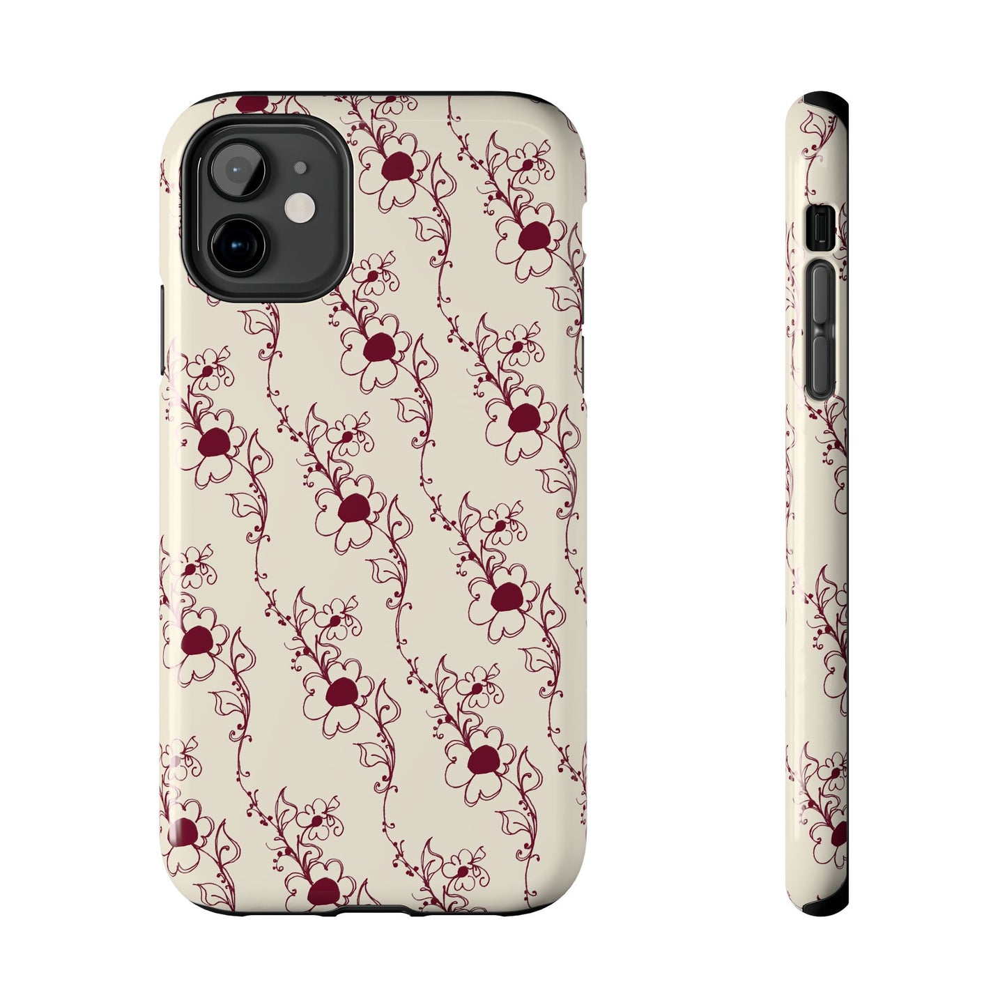 Diagonal Daisies Ivory / Red Phone Case