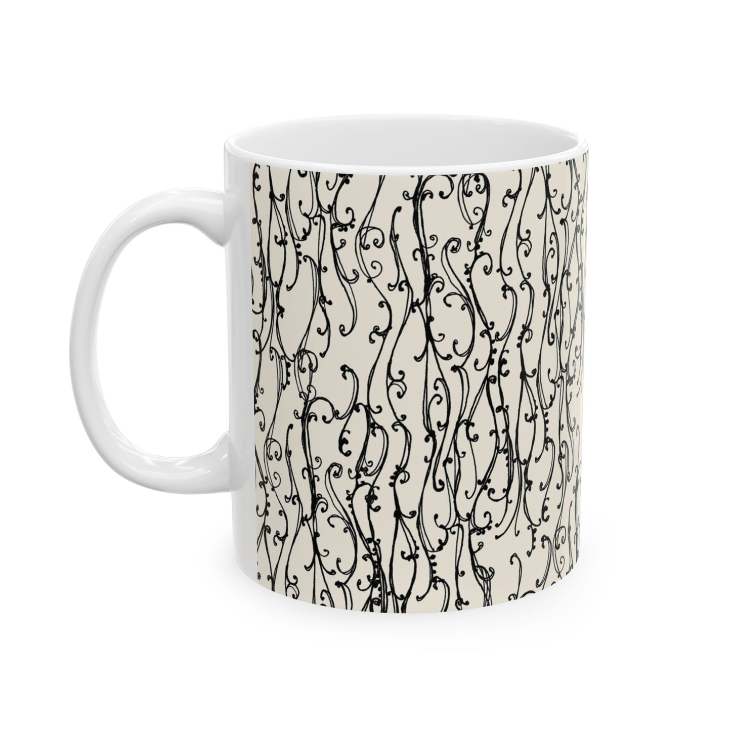 Swan Scroll Ivory / Black Cup