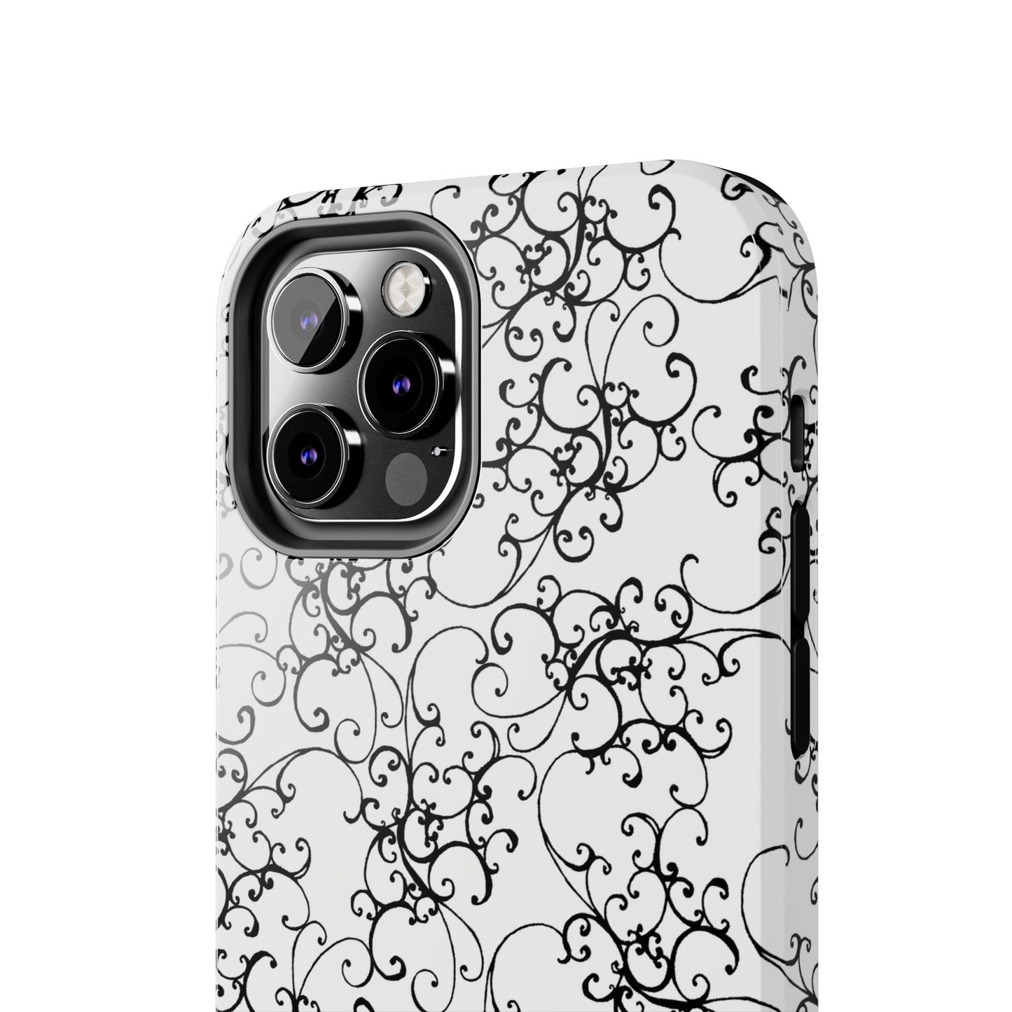 Elegant Scroll White / Black Phone Case