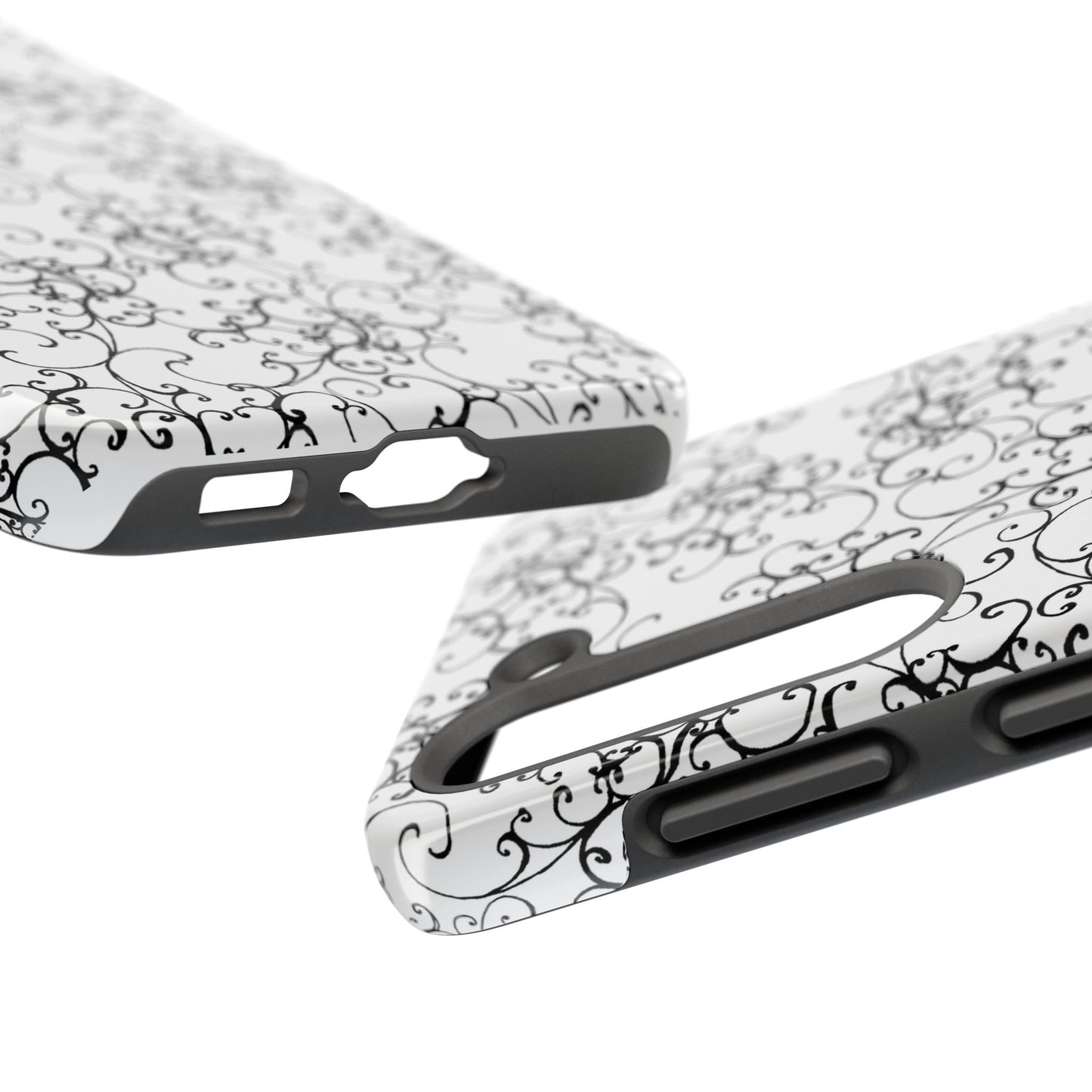 Elegant Scroll White / Black Phone Case