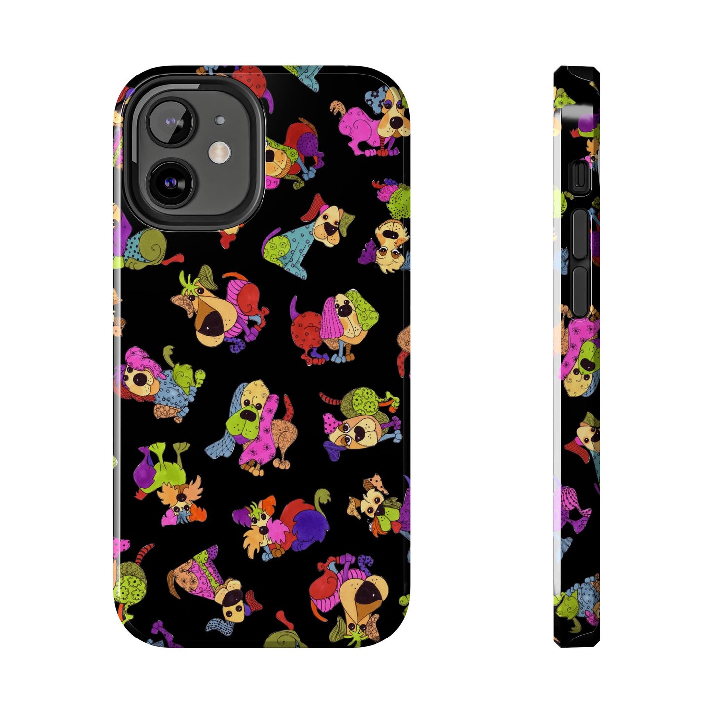Tossed Happy Dogs Black Phone Case