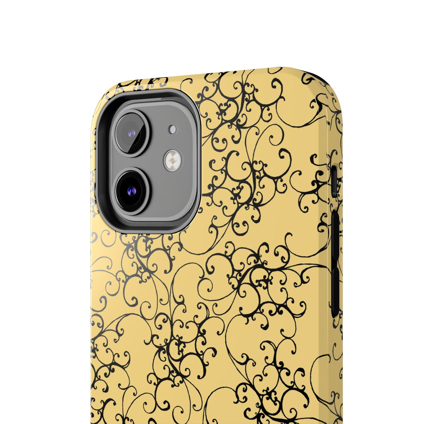 Elegant Scroll Yellow / Black Phone Case