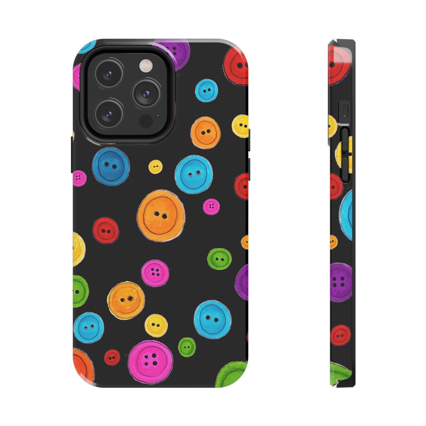 Button Dots Black Phone Case