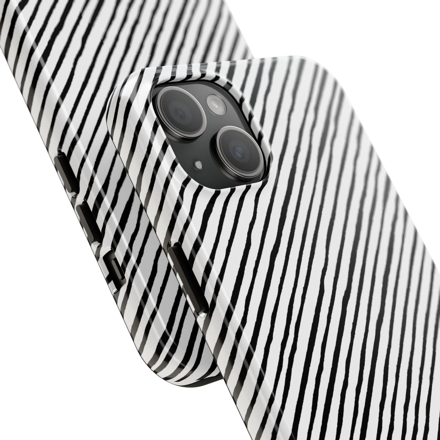 Quirky Bias Stripe White / Black Phone Case