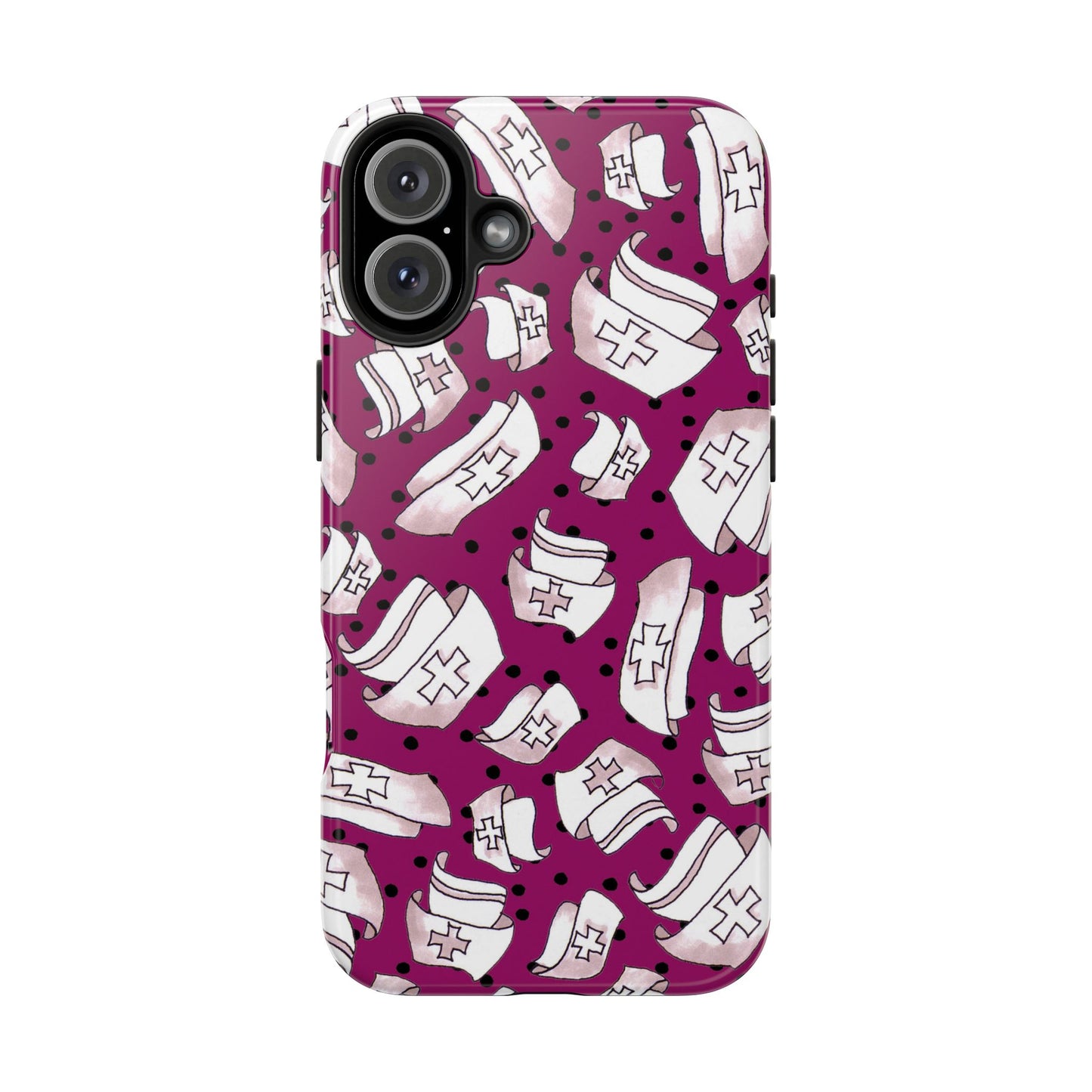 Med Hats Burgundy / Black Phone Case