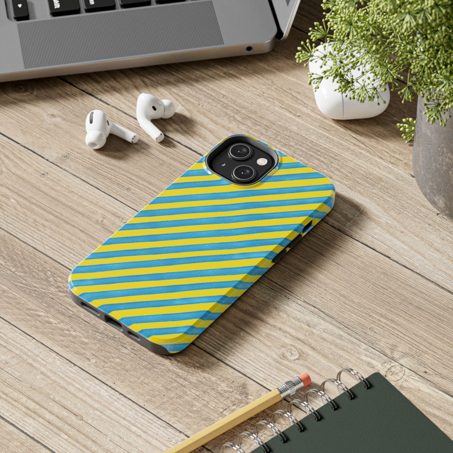 Bias Stripe Turquoise / Yellow Phone Case