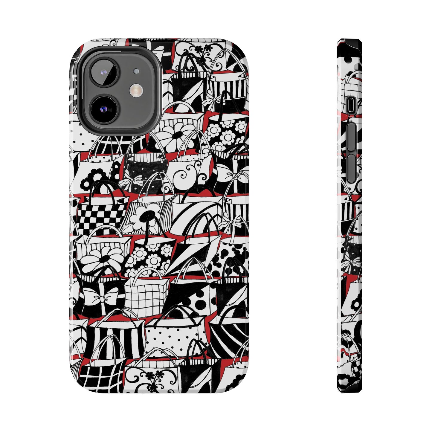 Totally Black, White & Red Phone Case