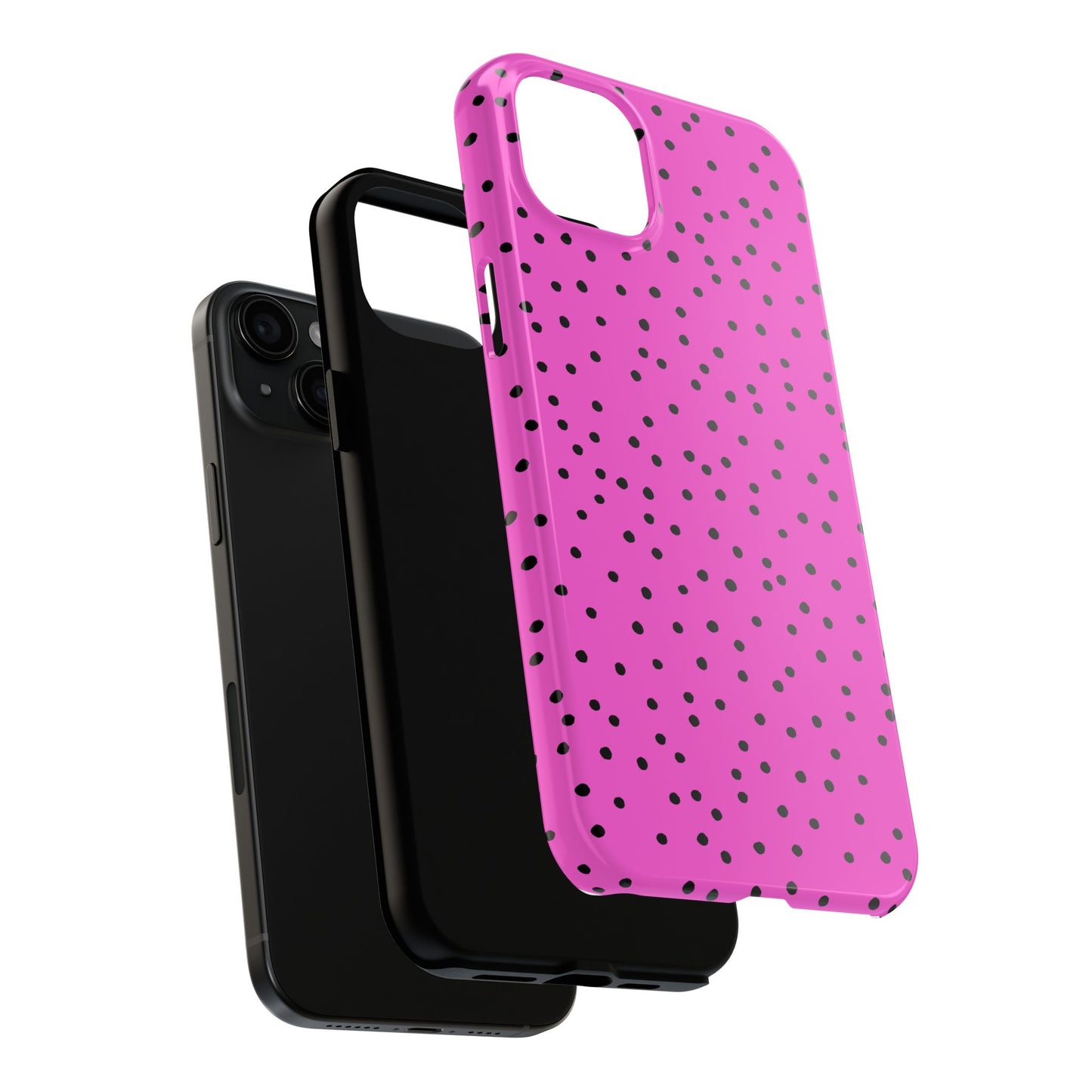 Dinky Dots Cerise / Black Phone Case