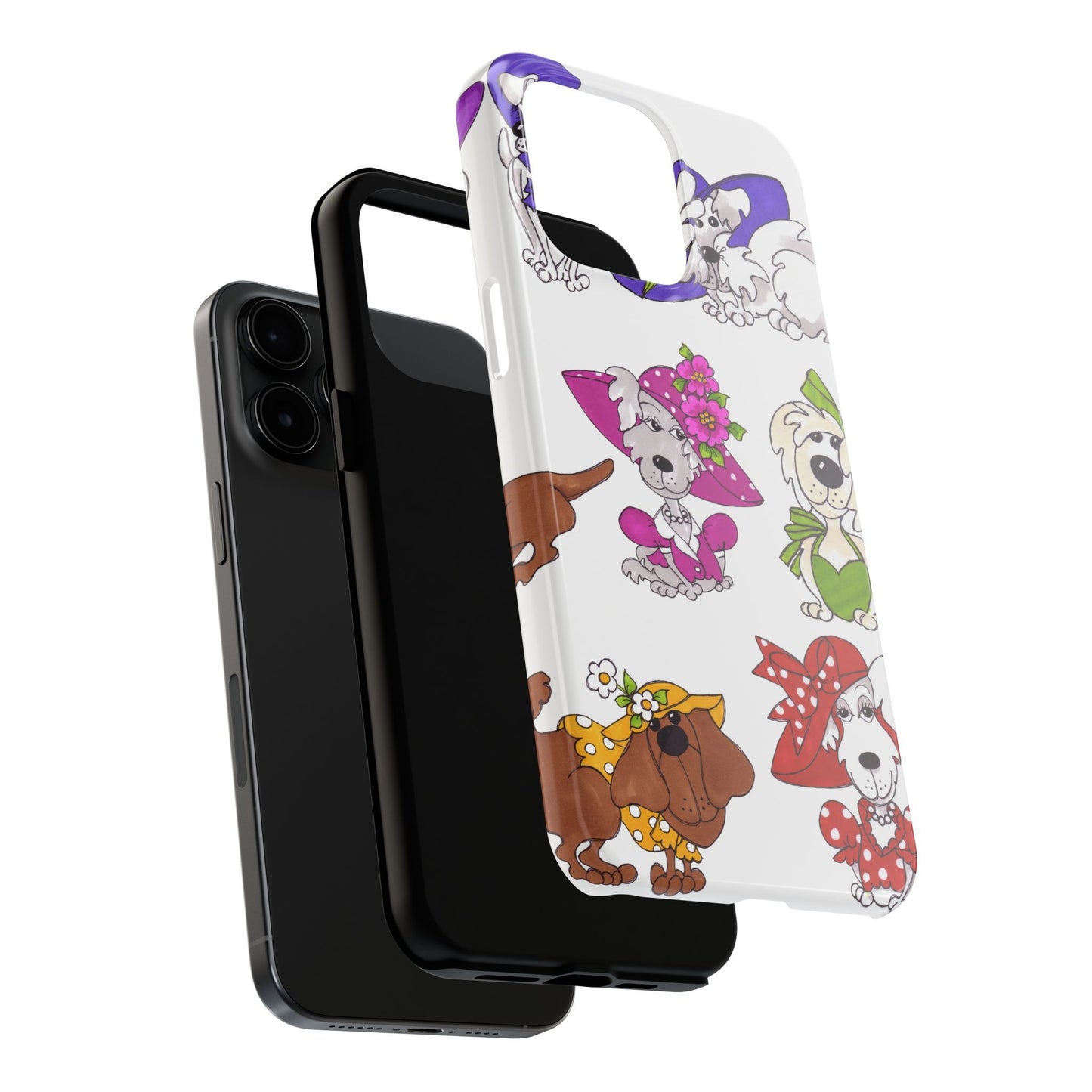 Fancy Dog Line Up White Phone Case