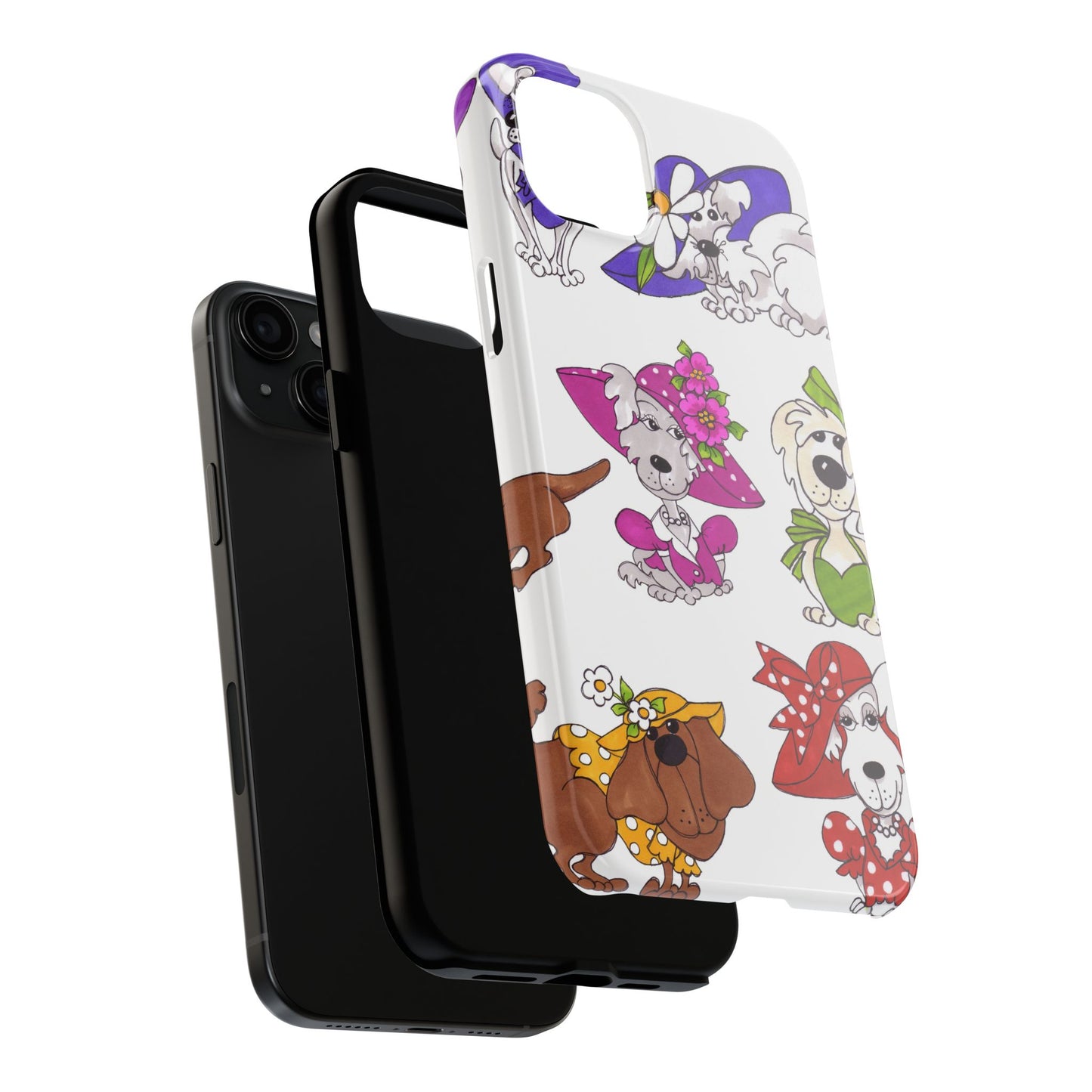 Fancy Dog Line Up White Phone Case