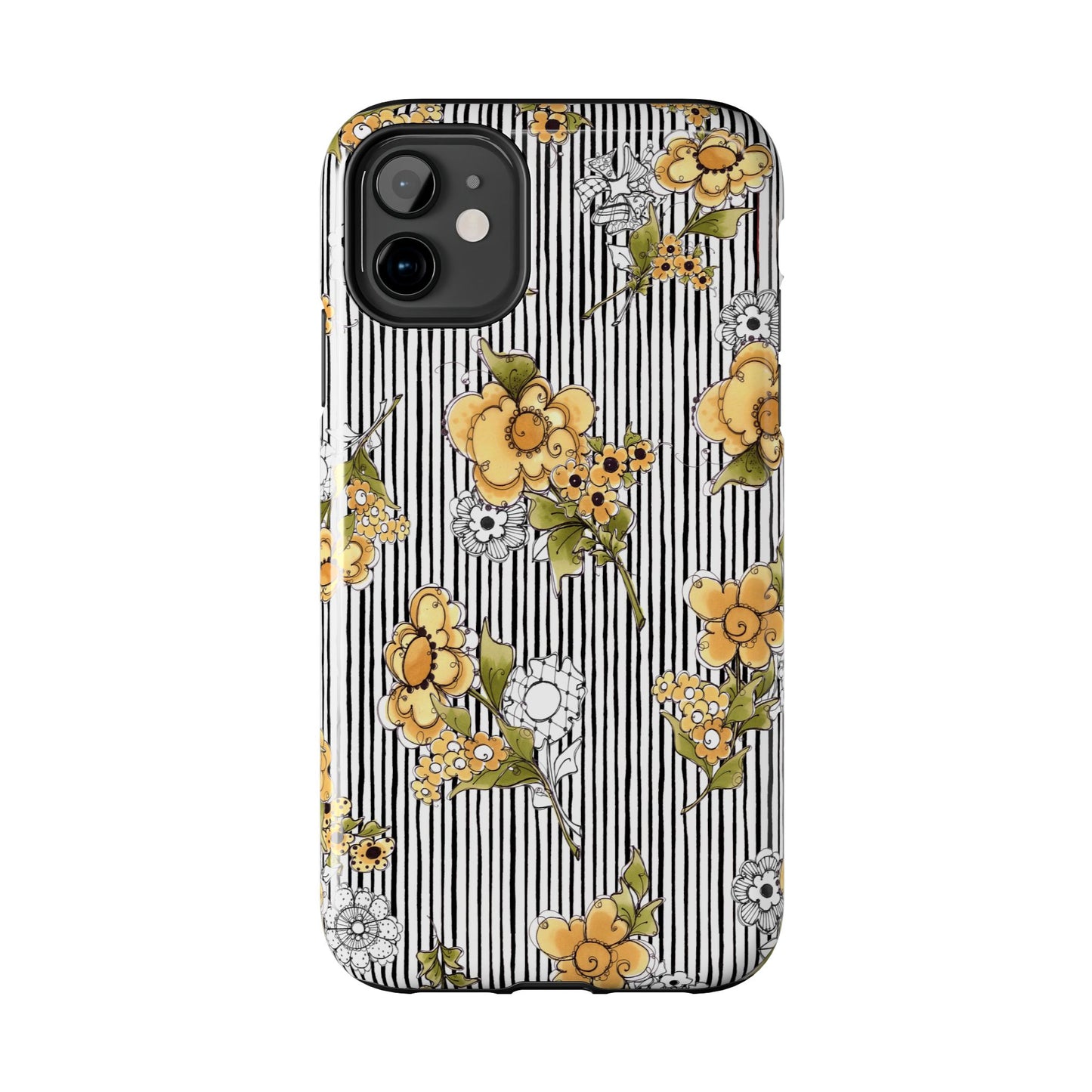 Bee Floral White / Black Phone Case